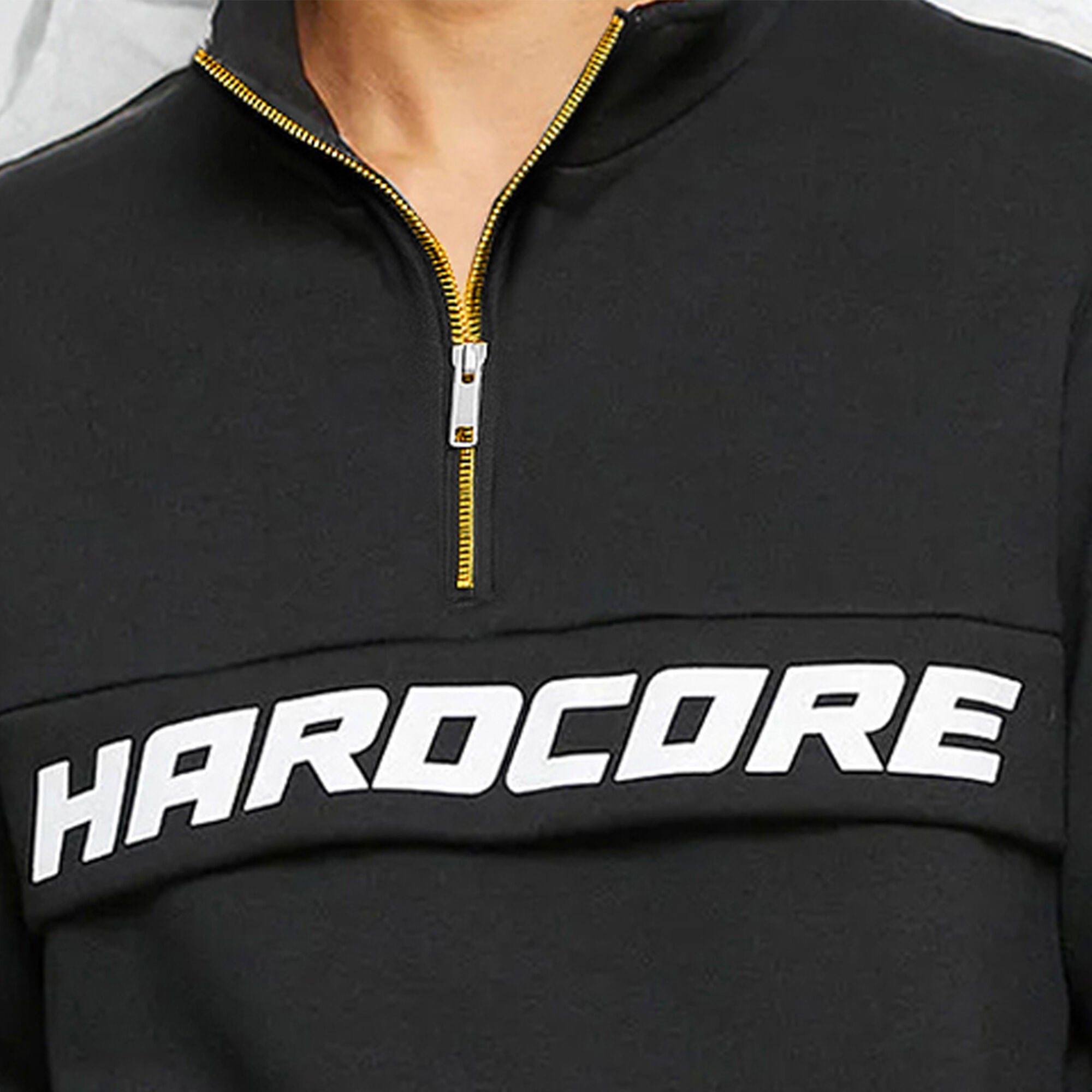 Men’s Printed Quarter Zip High Neck Sweatshirt Black