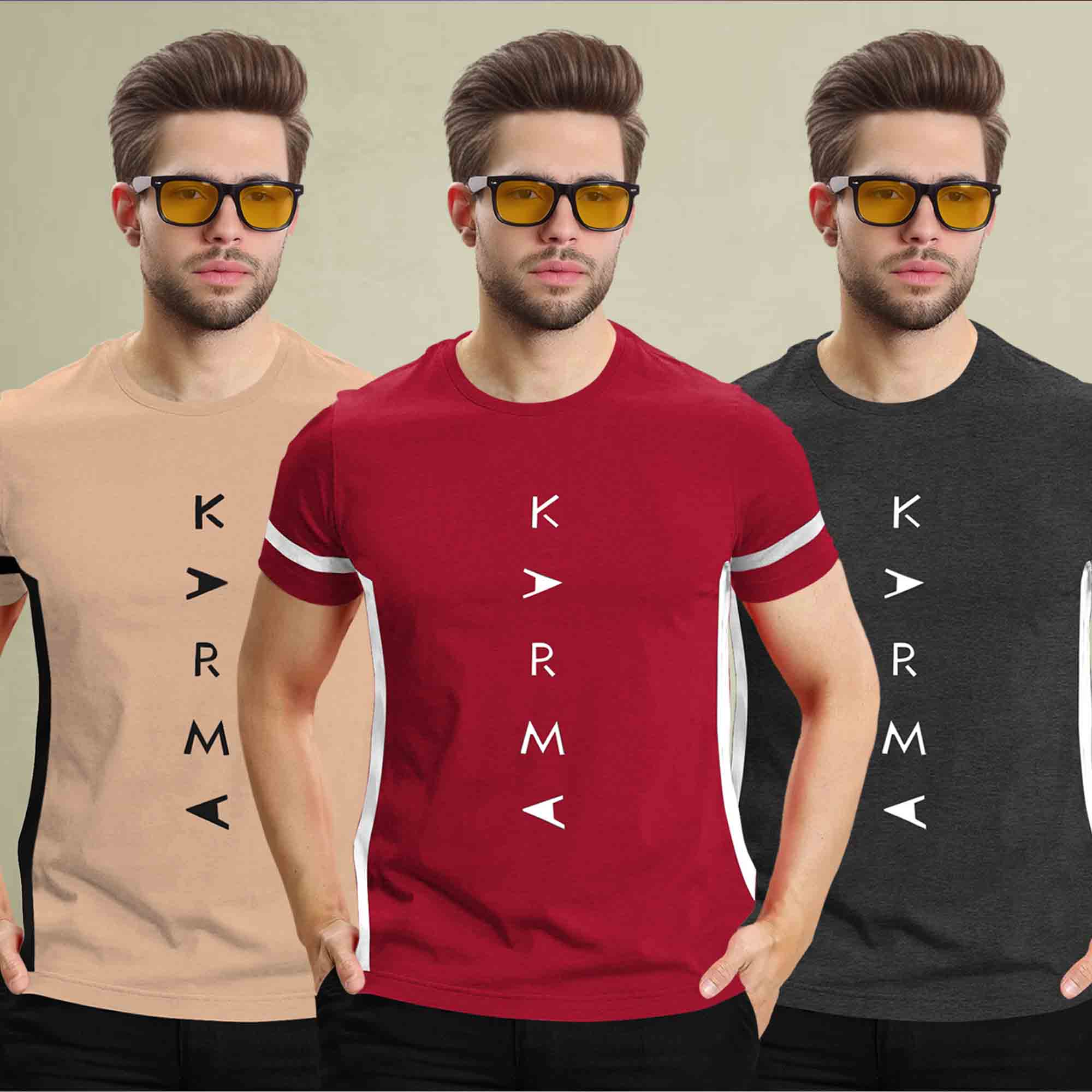 (Pack Of 3) Half Sleeve Printed Tshirts- 17 Variants