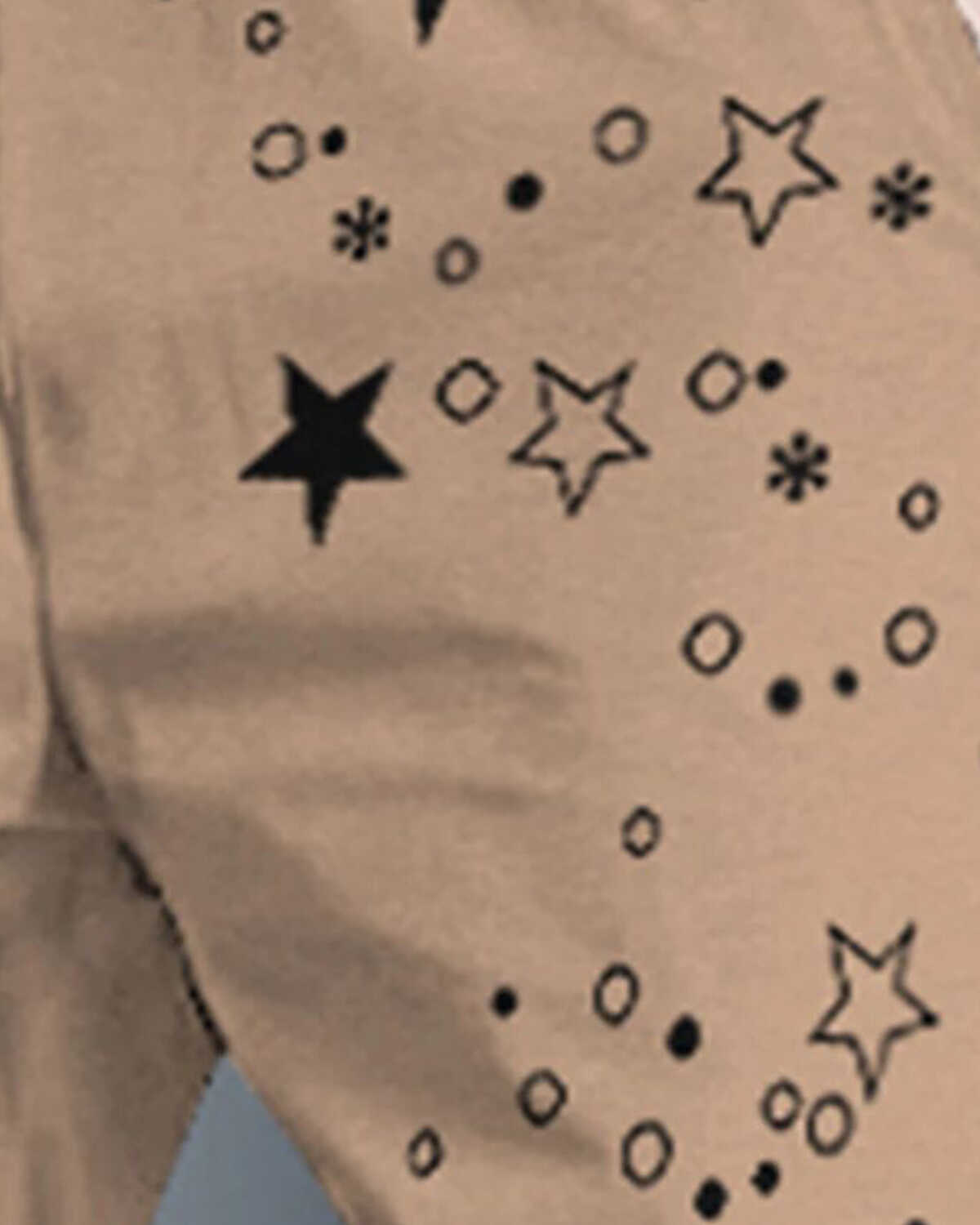 Men Beige & Black Star Printed Cuffed Trackpant