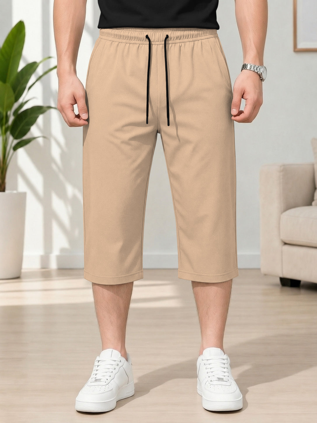 Men's Solid Colors Three-Quarter Casual Shorts