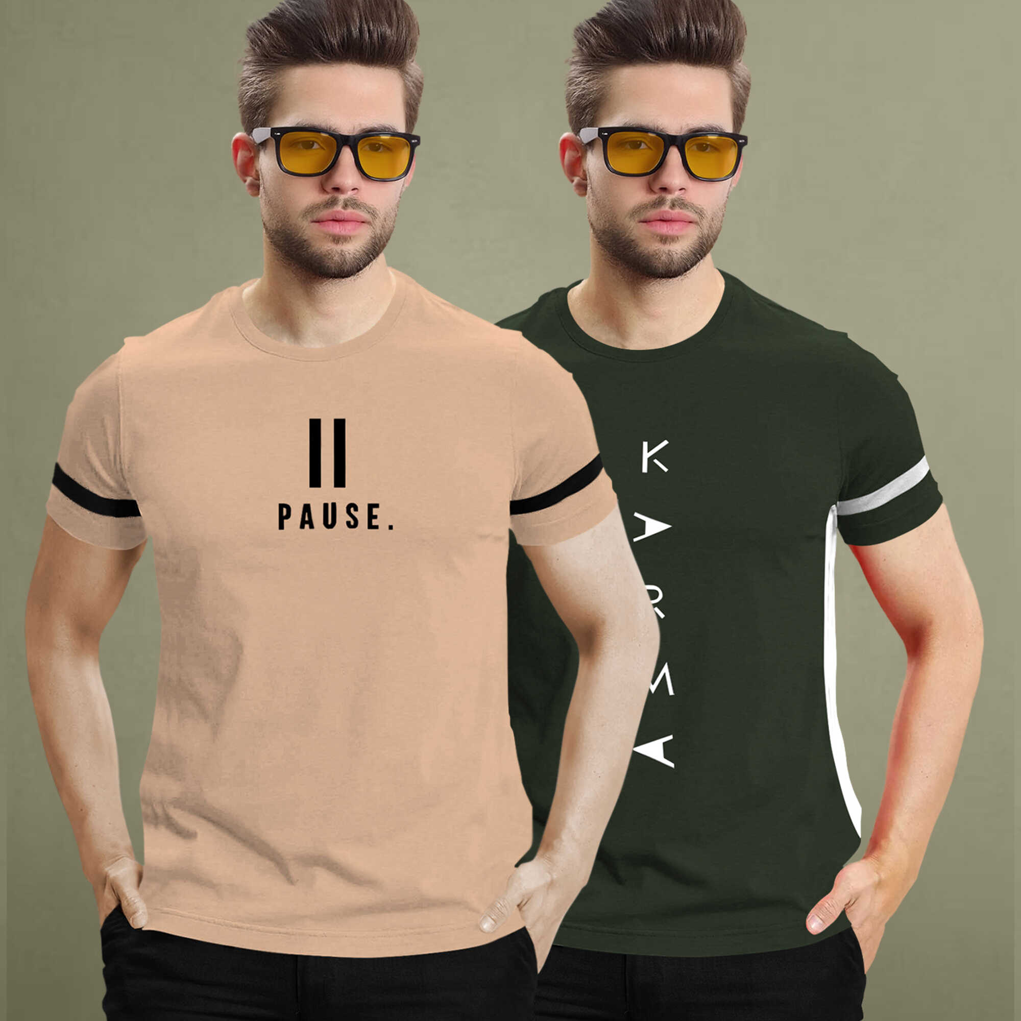 (Pack Of 2) Half Sleeve Printed Tshirts- 20 Variants