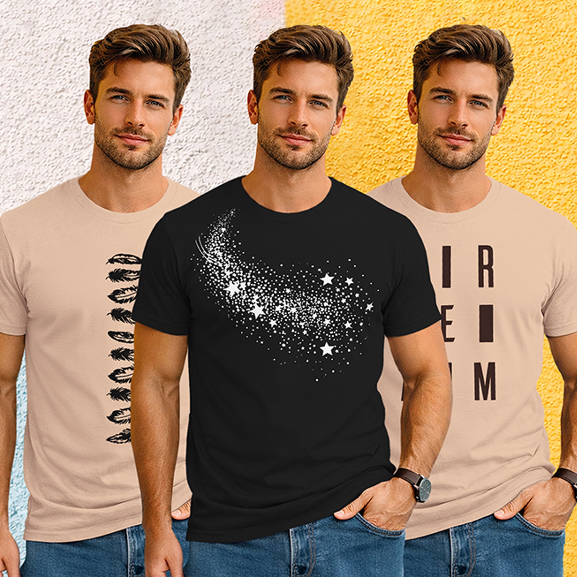 (Pack Of 3) Mens Half Sleeve Typography Printed T-shirts