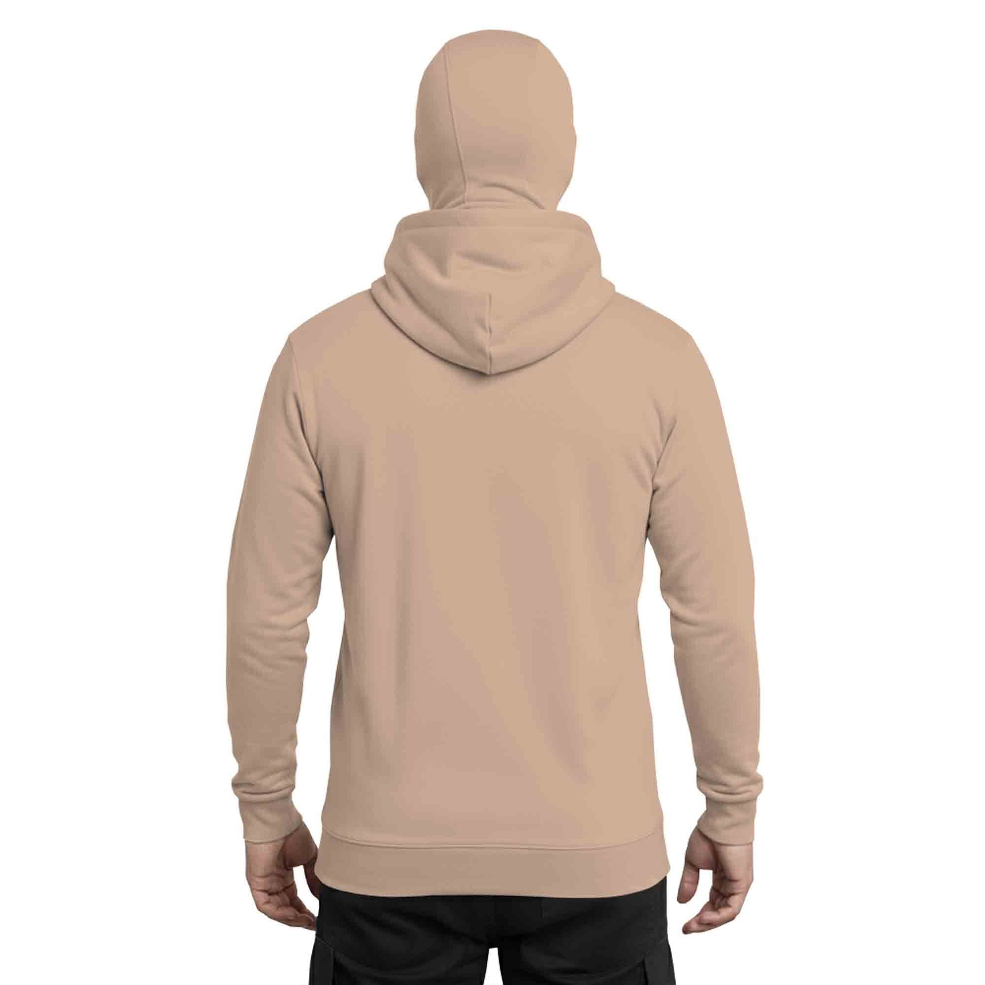 Men Solid Hooded Neck Cotton Blend Beige T-Shirt