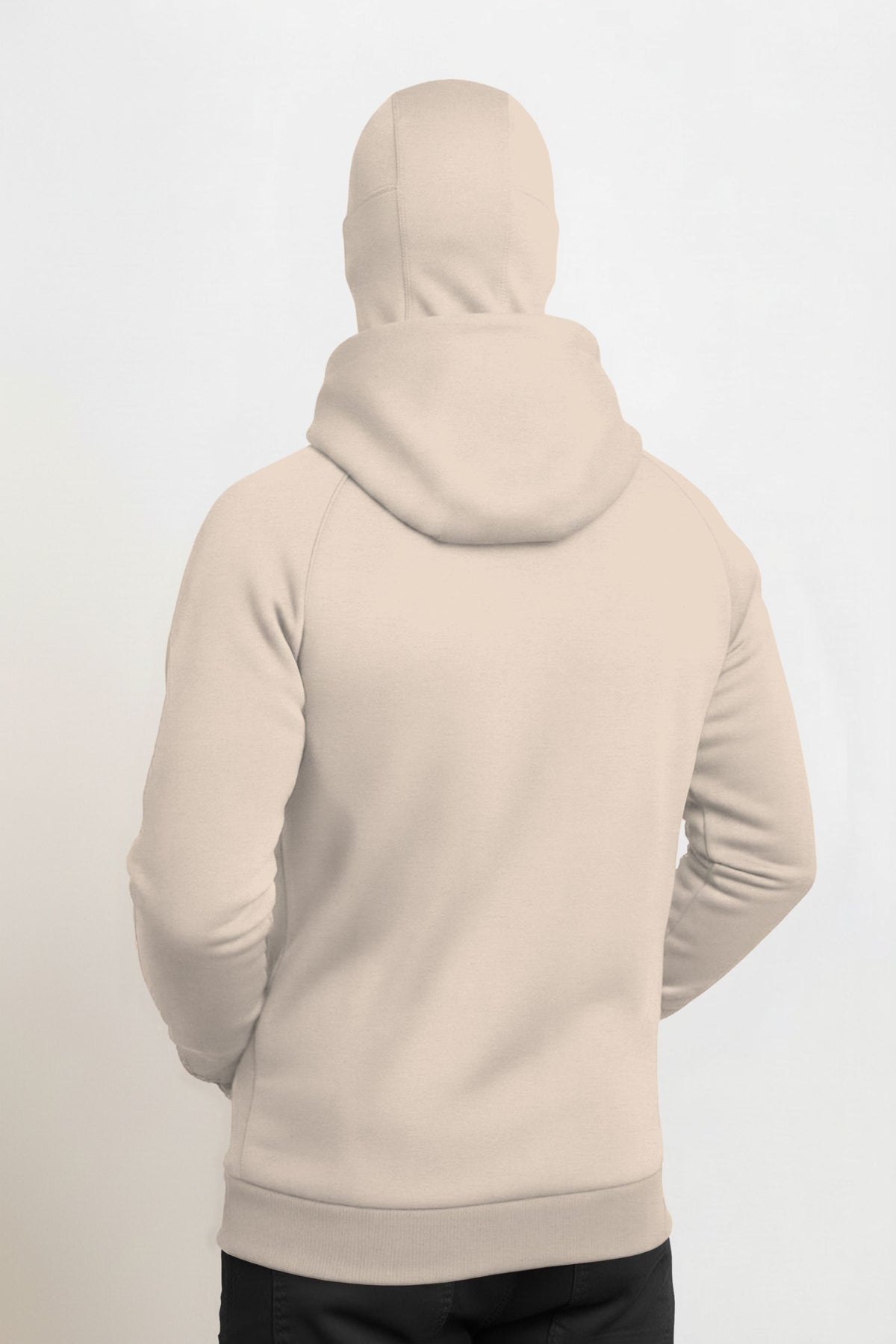 Full Sleeve Hooded Neck Mask Jacket Beige