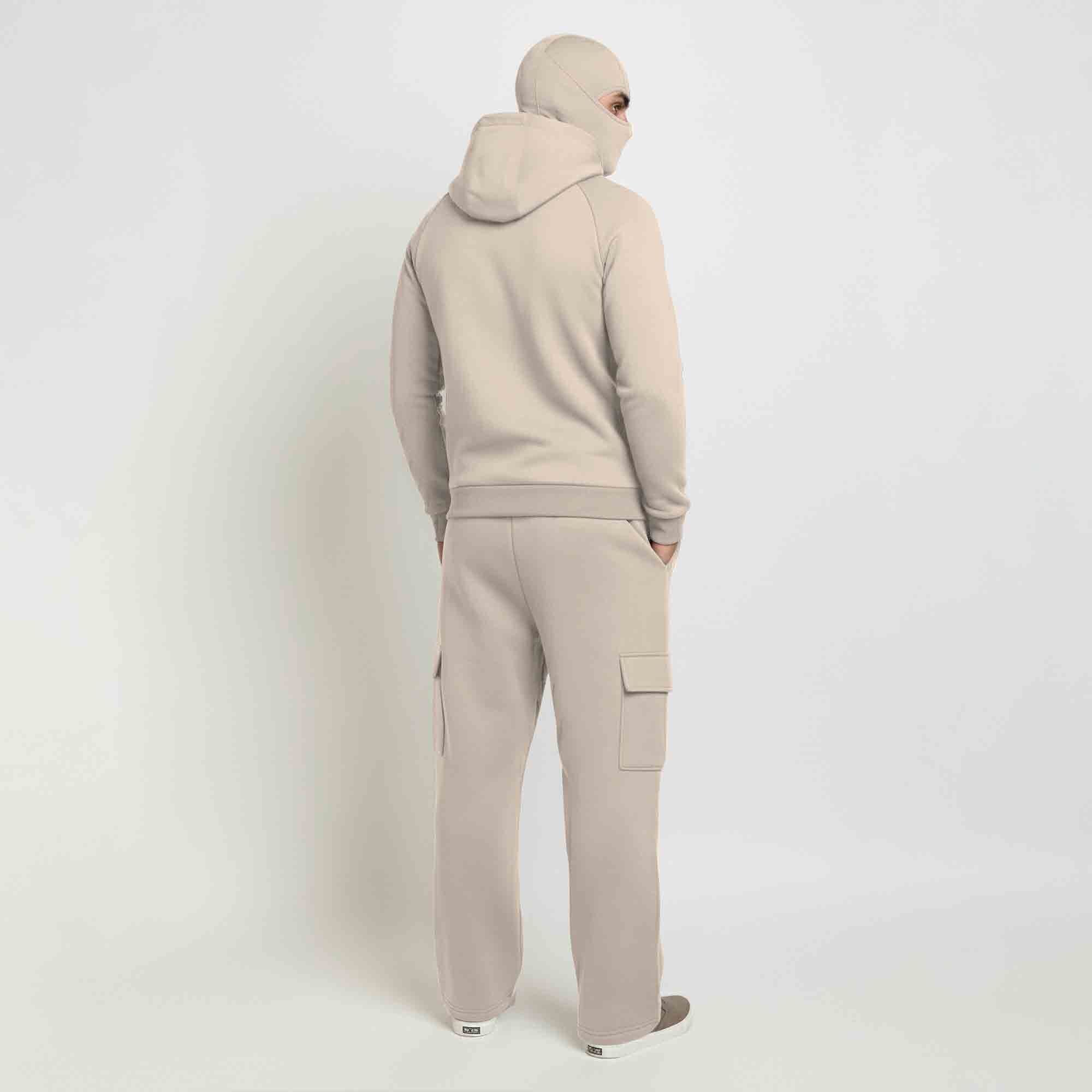 Tracksuit For Winter Mask Beige Jacket - Beige Plain Baggy Cargo