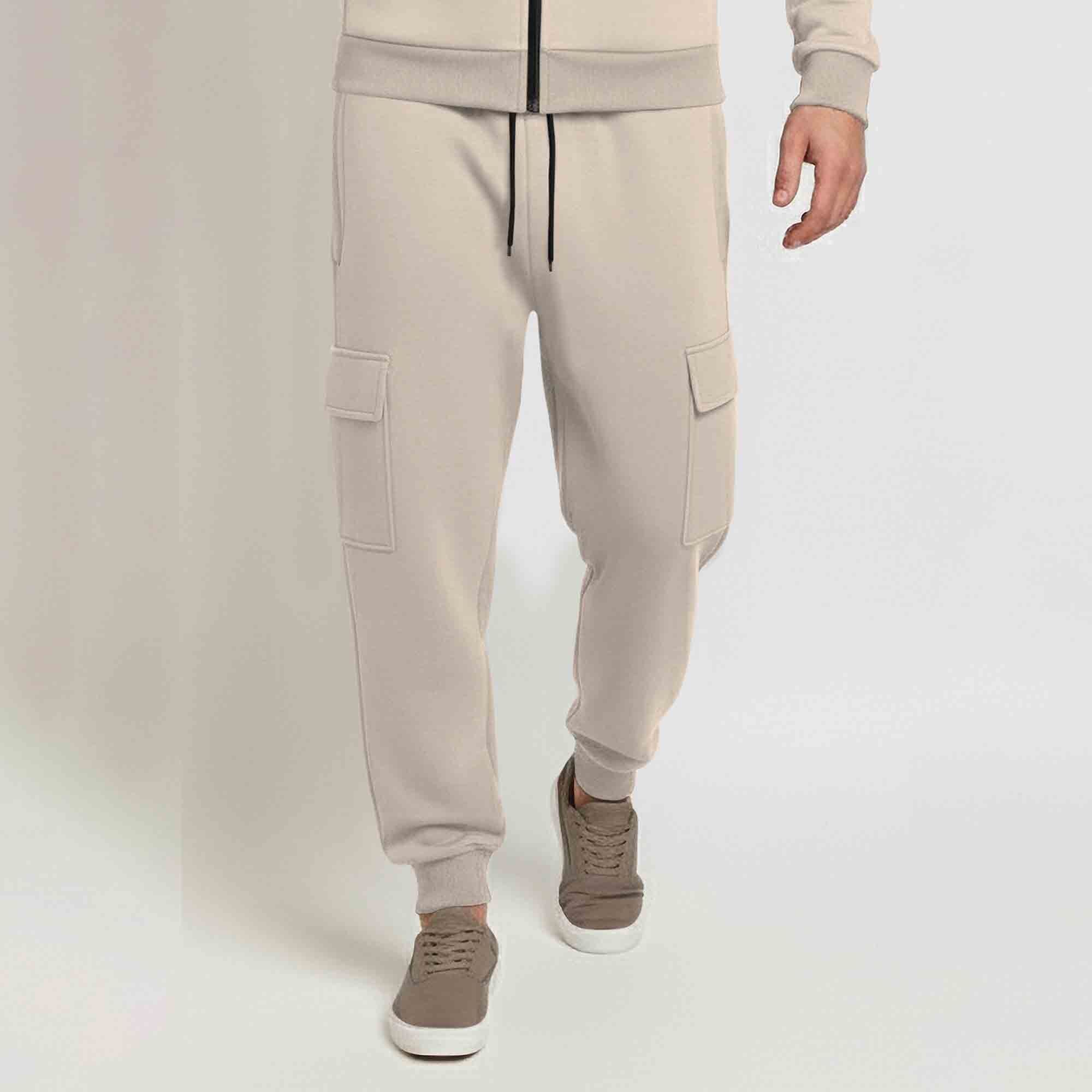 Tracksuit For Winter Mask Beige Jacket - Plain Beige Cargo Pant
