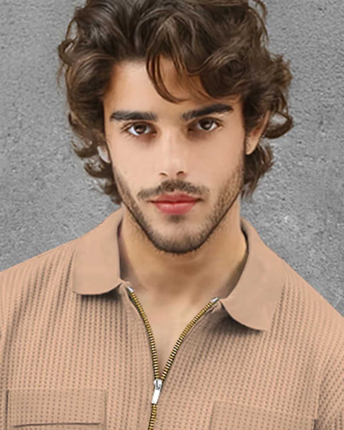 Men Half Sleeve Double Pocket Beige Waffle T-shirt