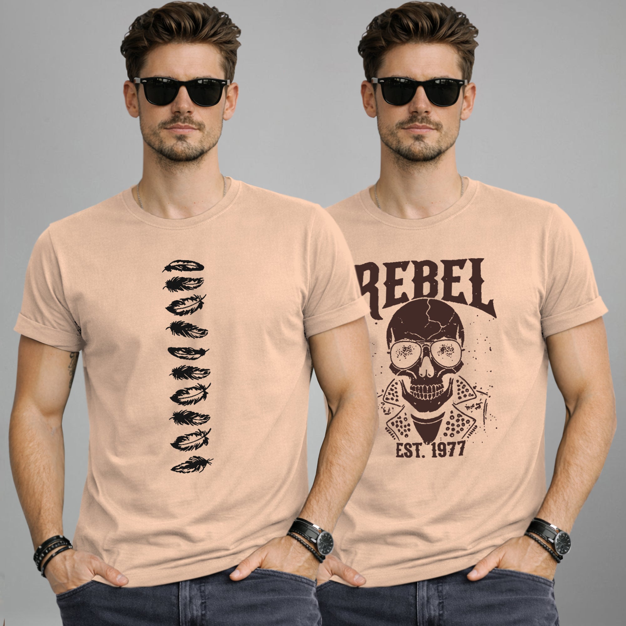 (Pack Of 2) Half Sleeve Typography Printed T-shirts