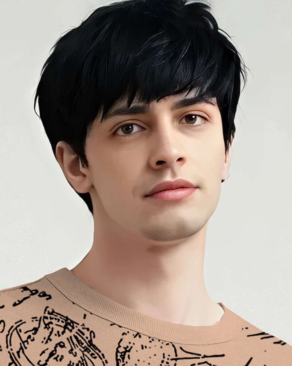 Beige Men Over All Printed Oversized T-shirt