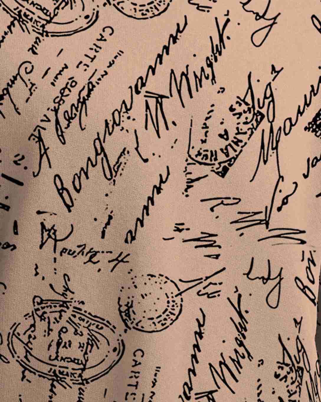 Beige Men Over All Printed Oversized T-shirt