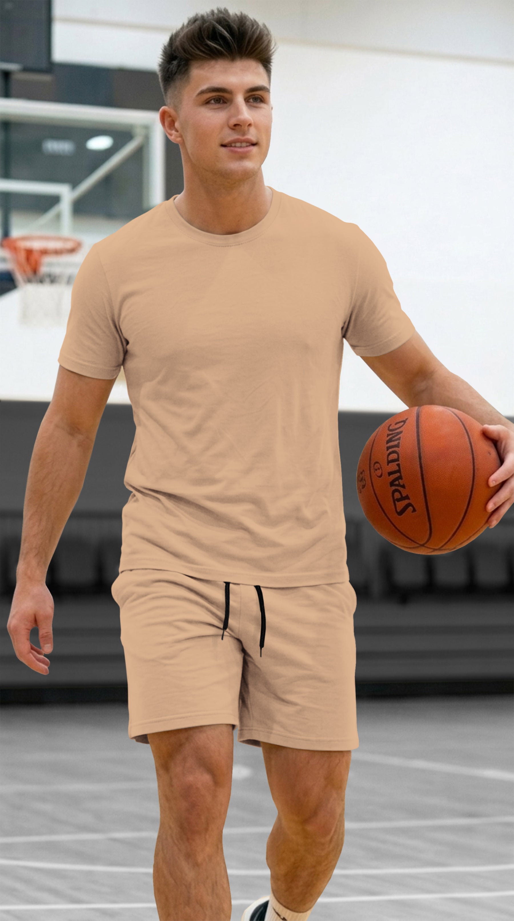Mens Solid T-Shirts & Shorts Co-Ord Set