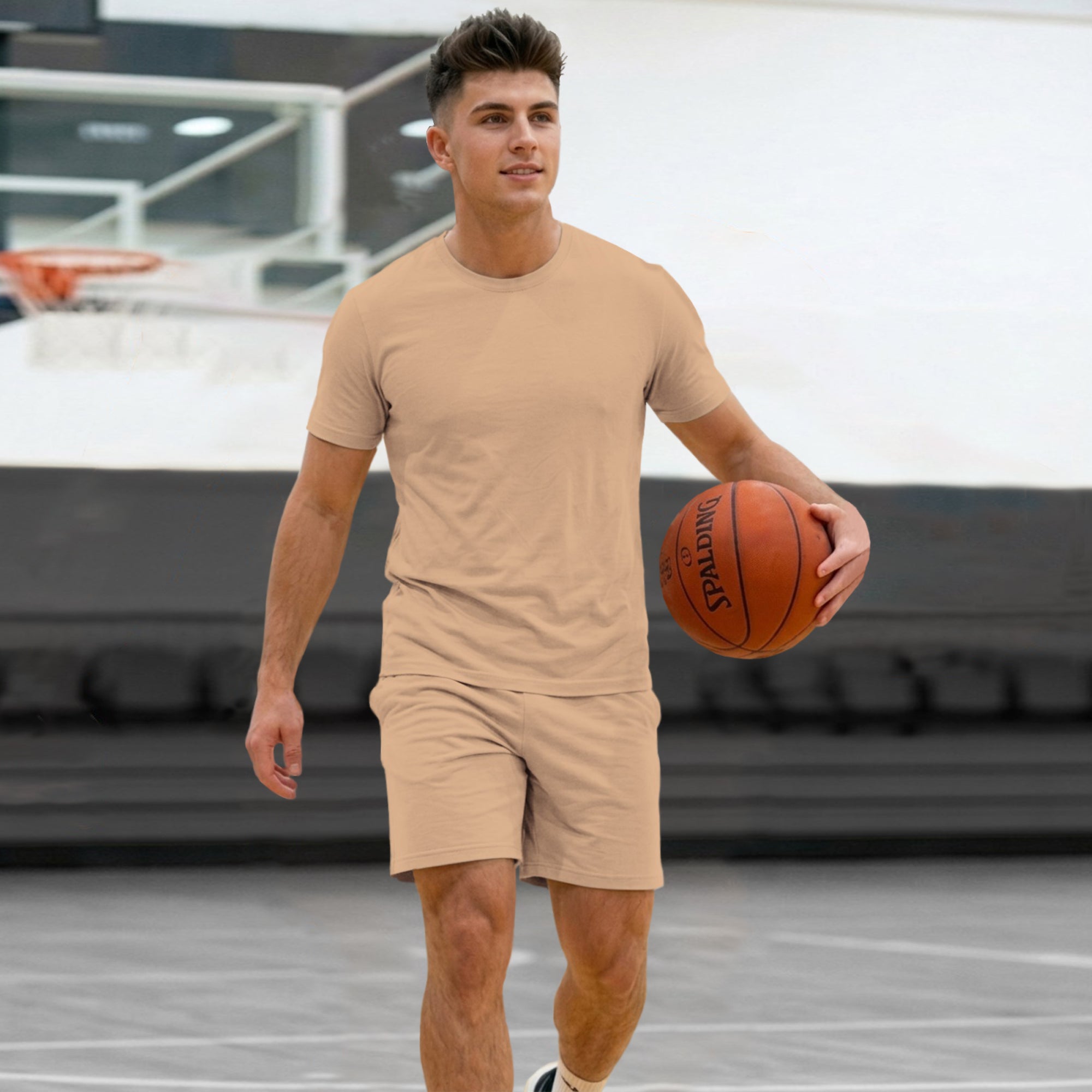 Mens Solid T-Shirts & Shorts Co-Ord Set