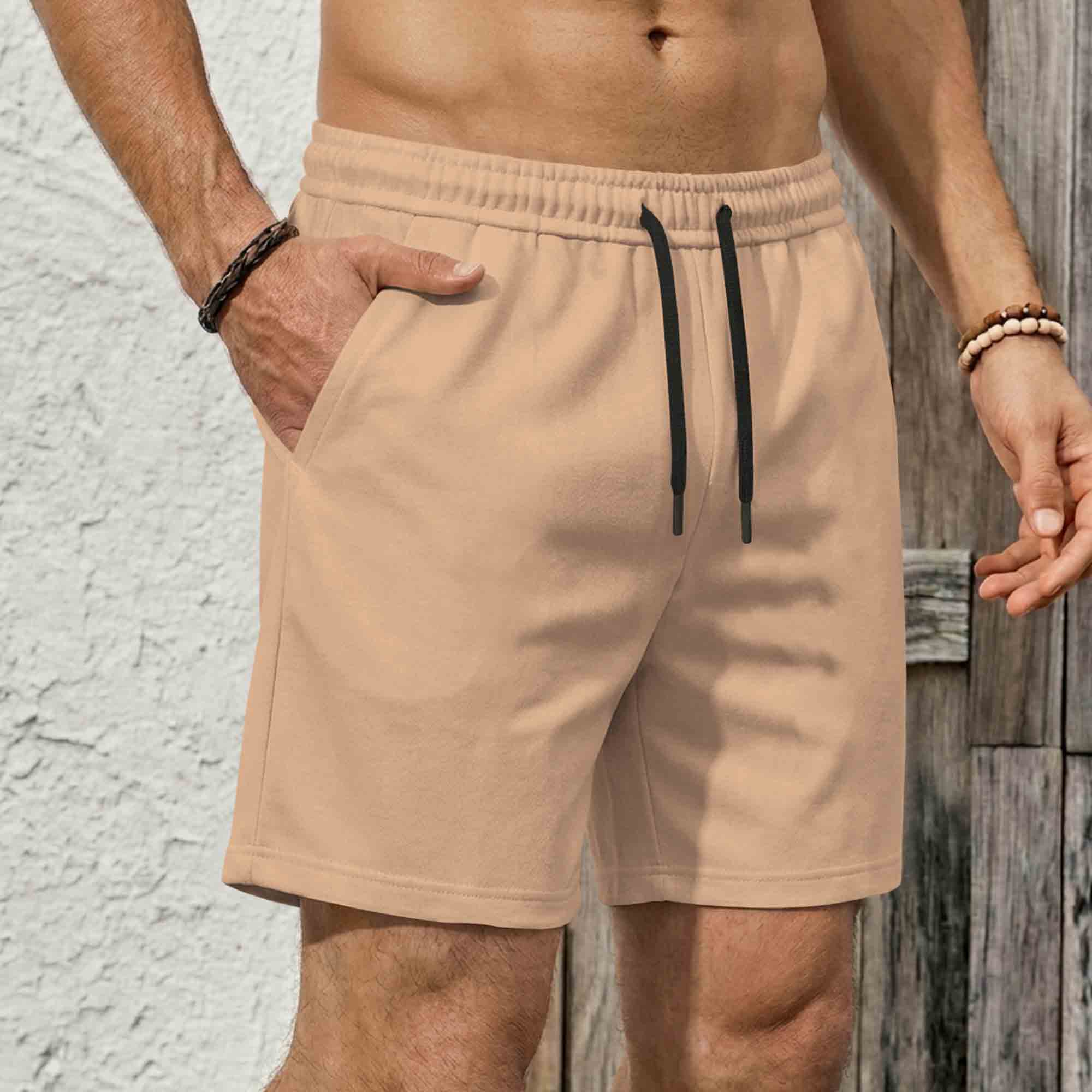 Mens Plain Cotton Blend Shorts
