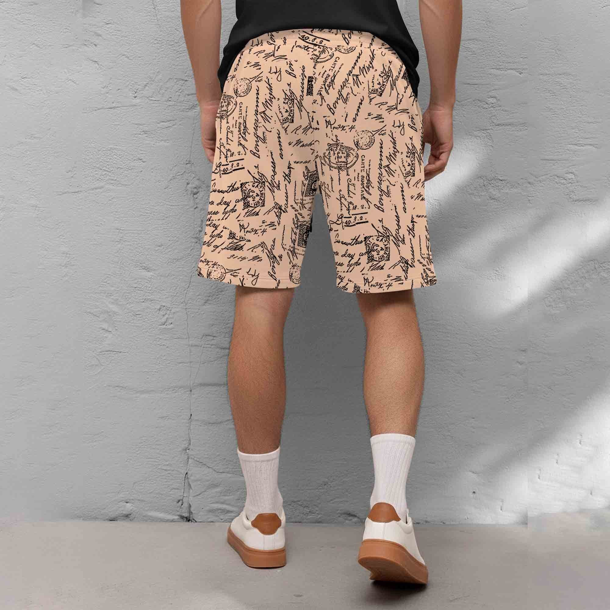 Men All Over Printed Short Beige