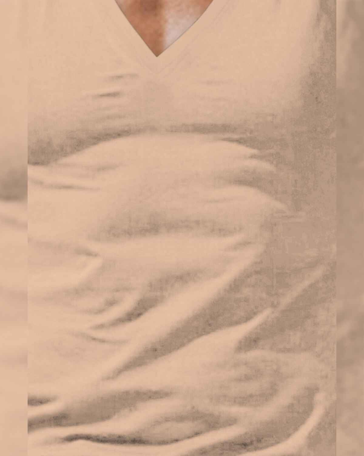 Men V-neck Plain Beige Vest