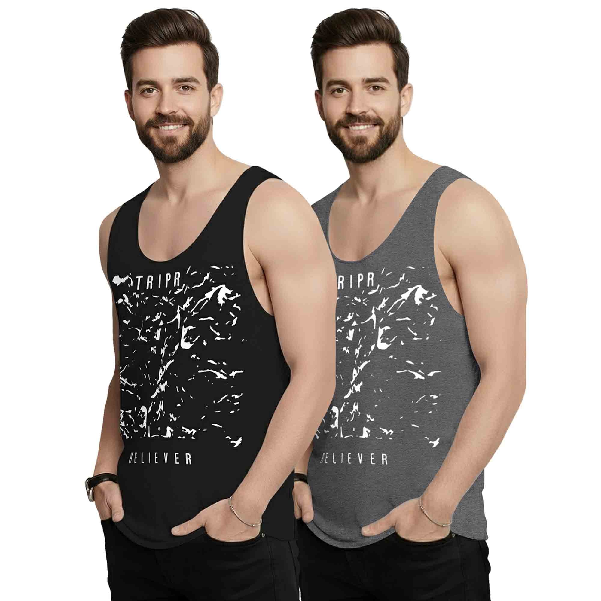 (Pack of 2) Men Printed Vest / Multicolor