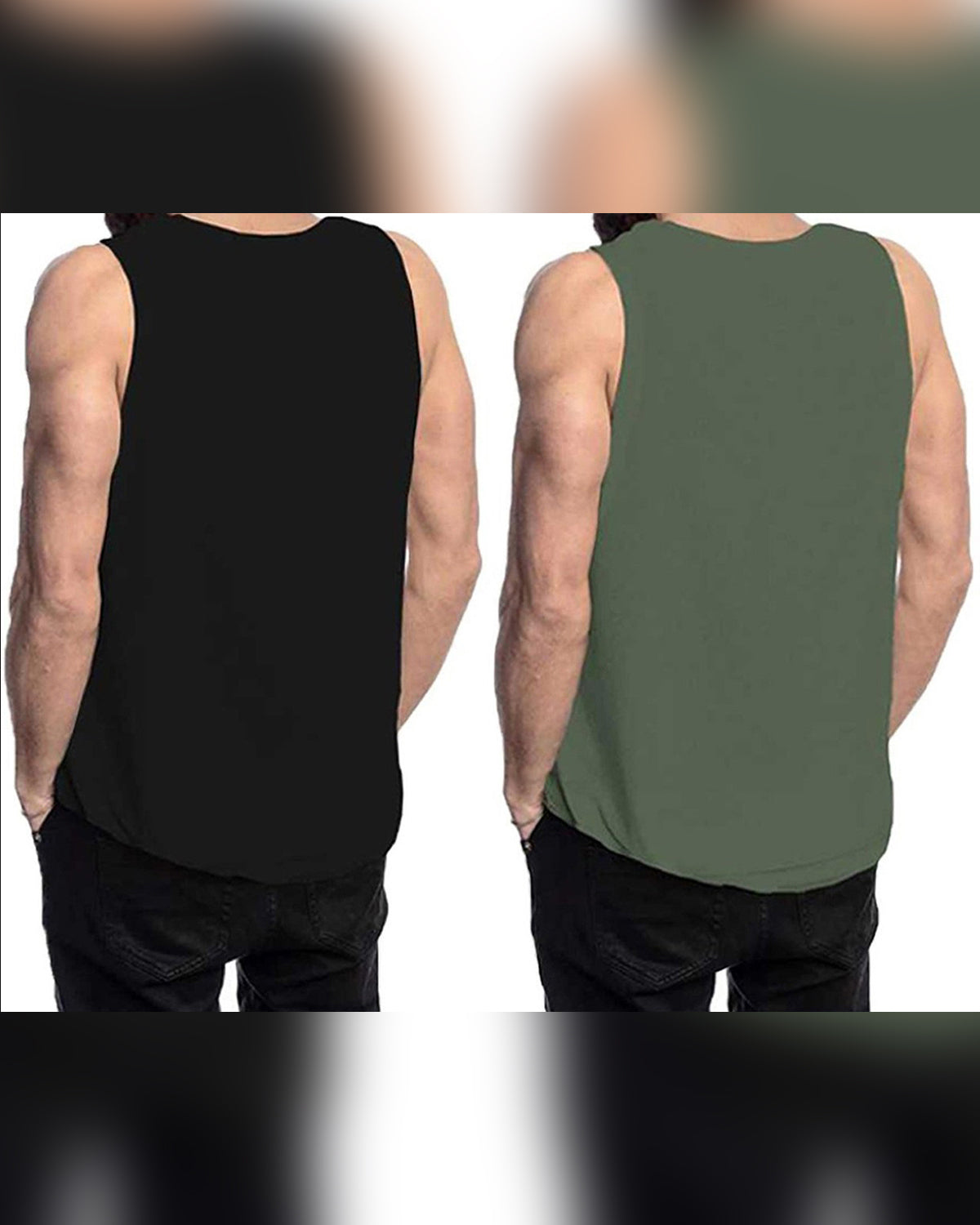 (Pack of 2) Men Printed Vest / Black & Green