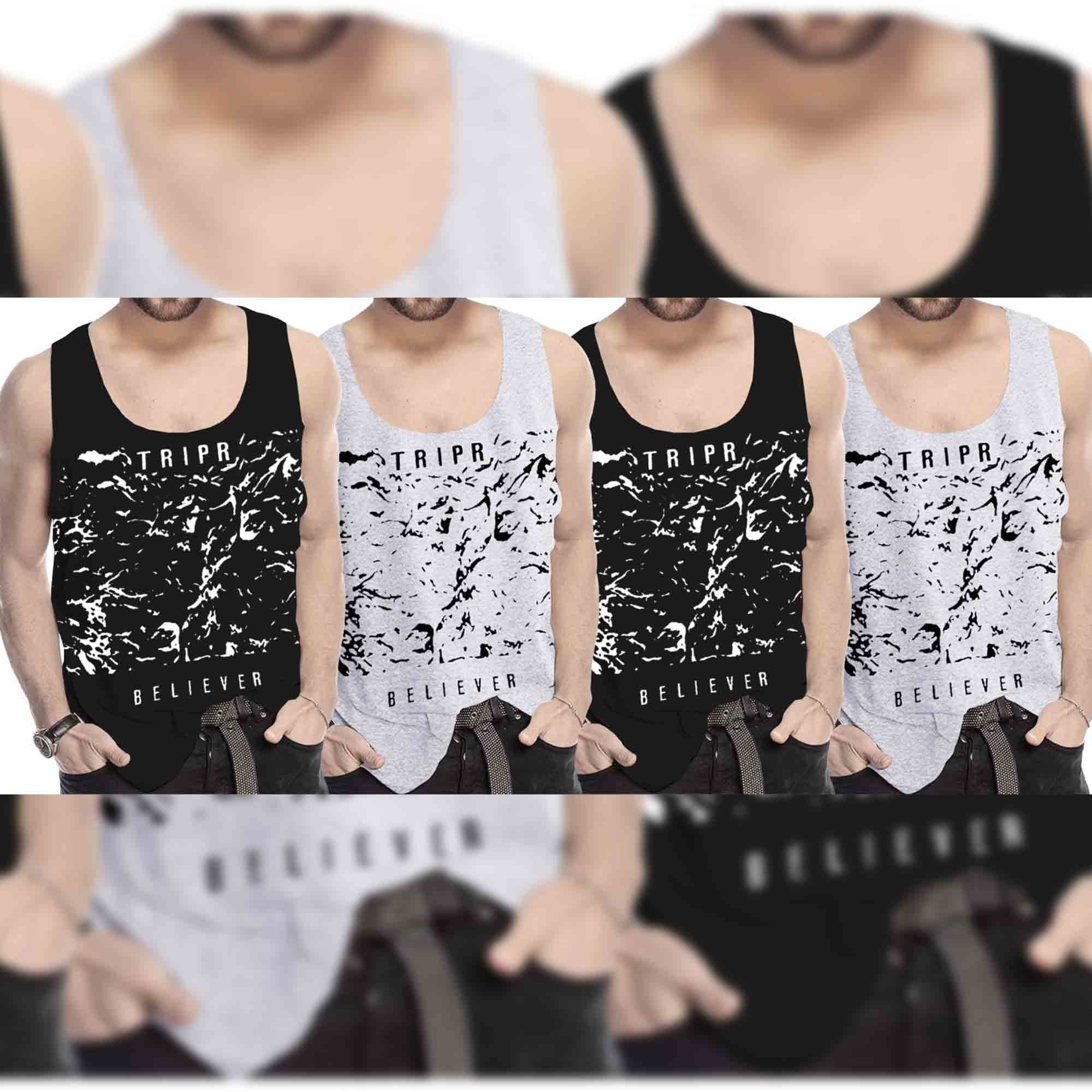Men Printed Vest (Pack of 4) / Multicolor