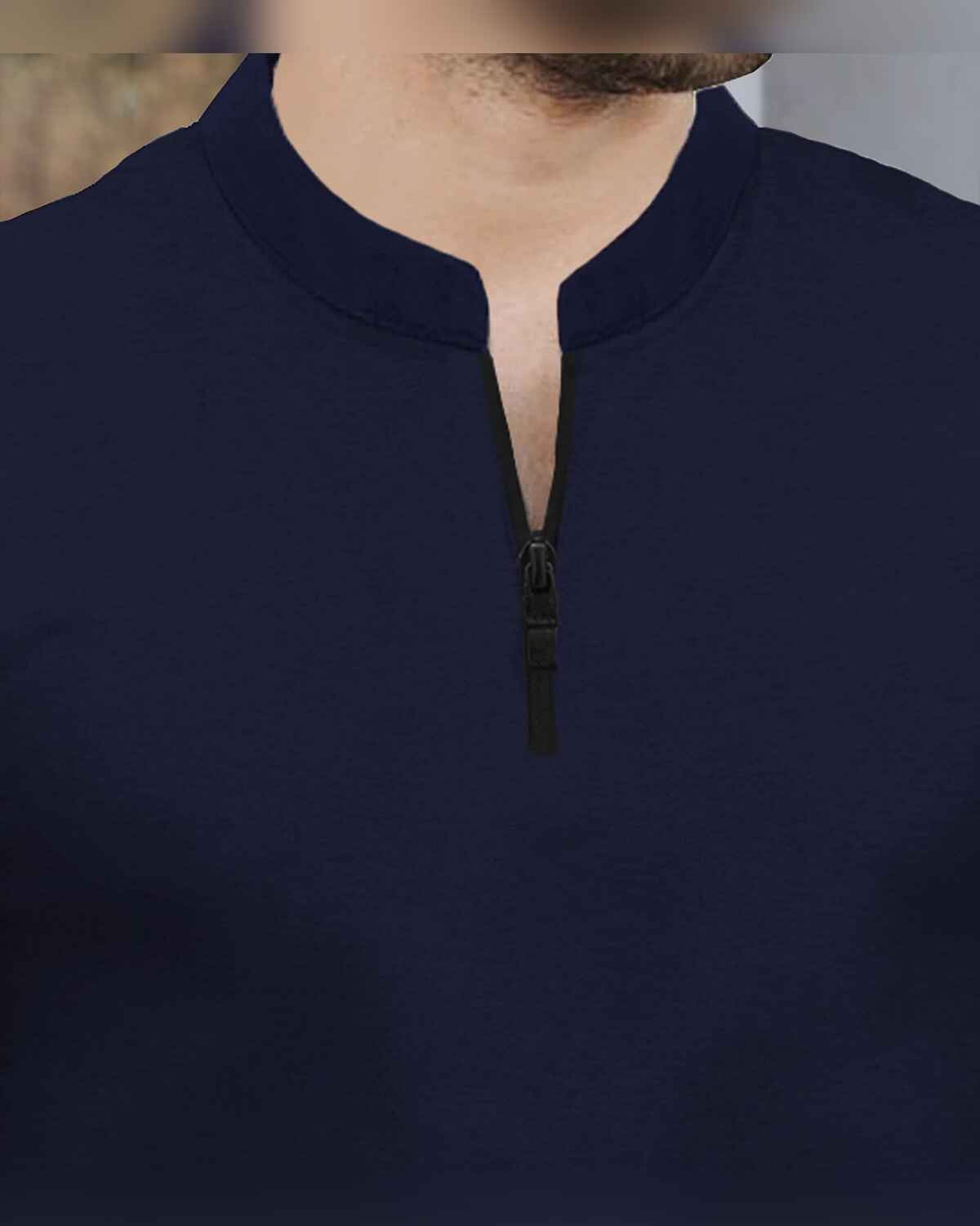 (Pack Of 2) Half Sleeve Men Henley Neck T-shirts / Black & Navy