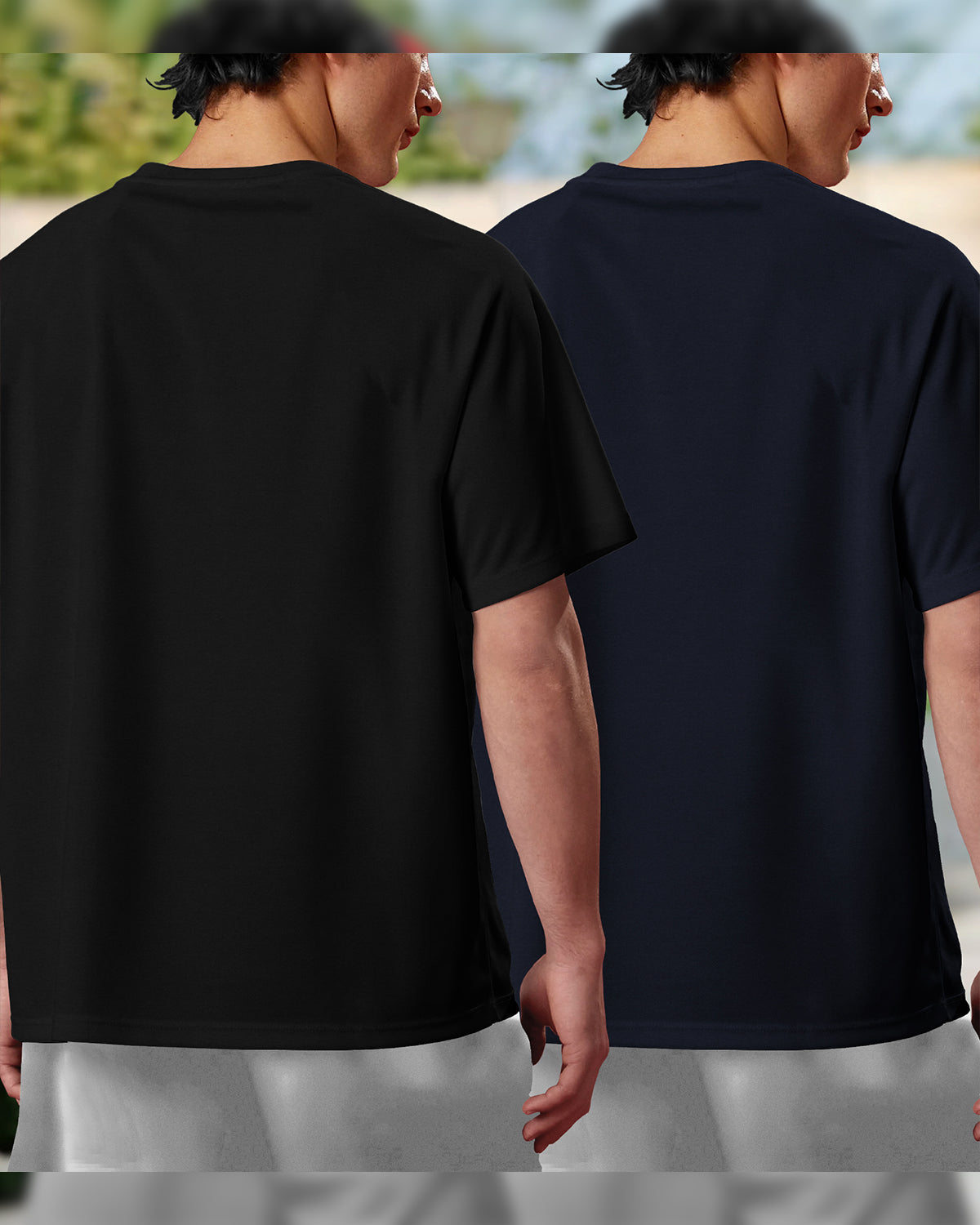 (Pack Of 2) Men Plain Oversized Black & Navy Tshirts Combo