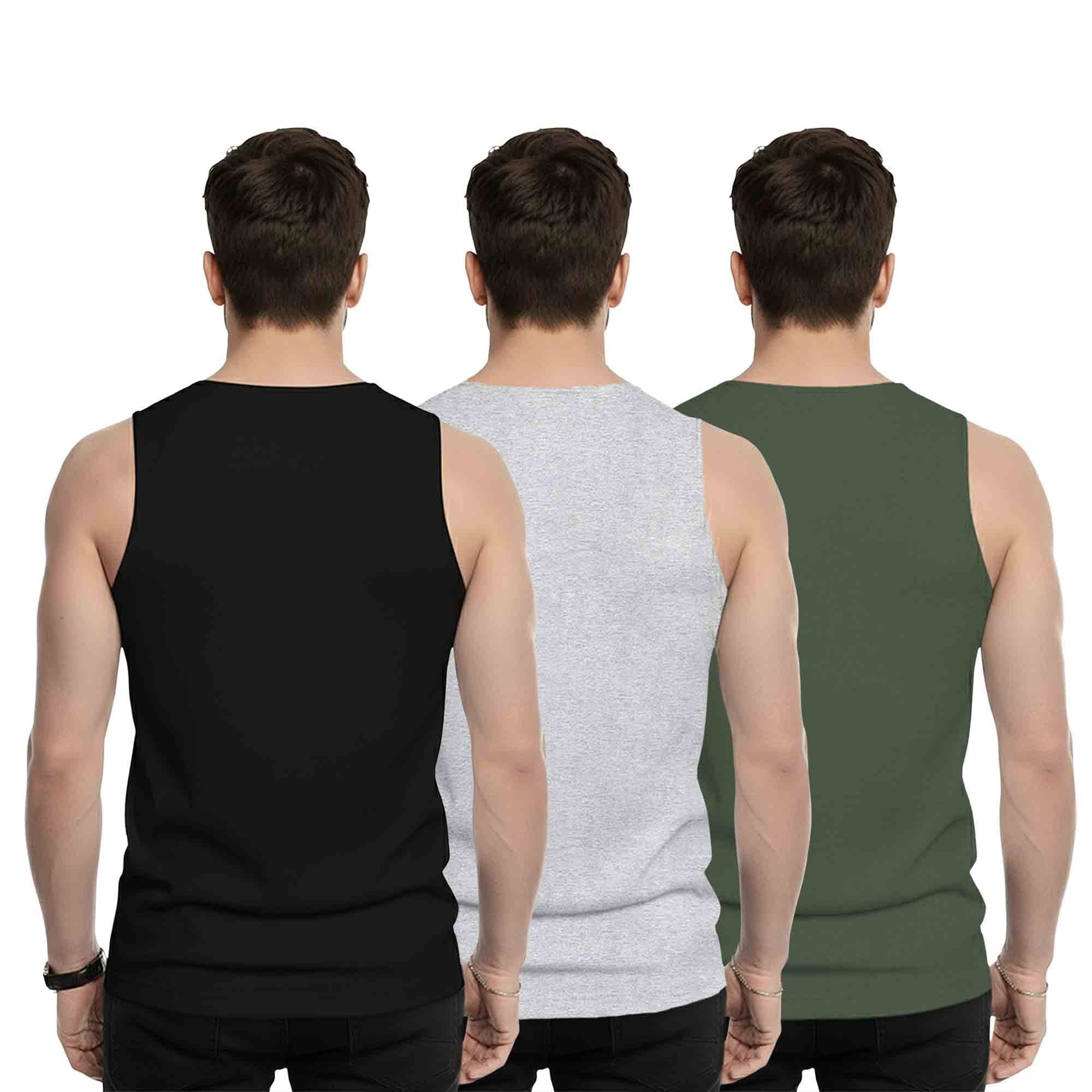Men Believer Printed Vest (Pack of 3) | black - grey- green