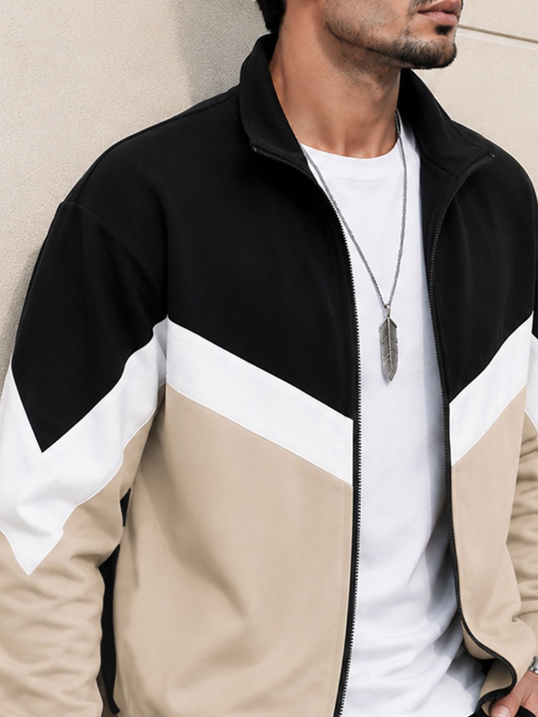 Mens High Neck Multicolor Winter Jacket