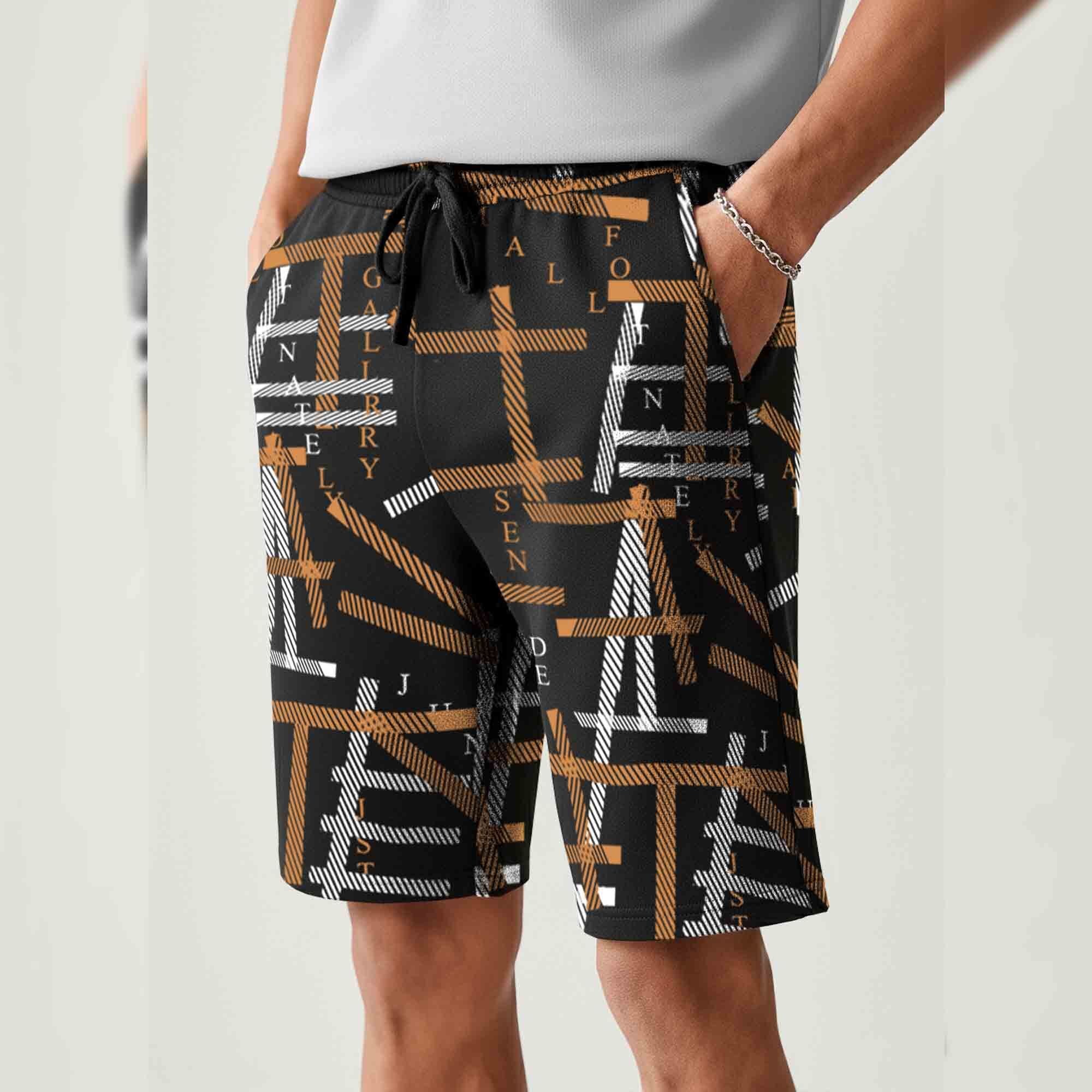 Men All Over Printed Short Black & Brown