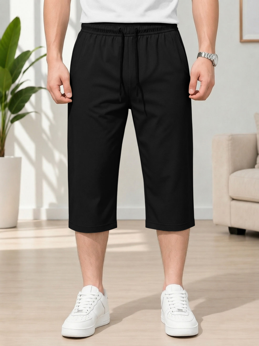 Men's Solid Colors Three-Quarter Casual Shorts