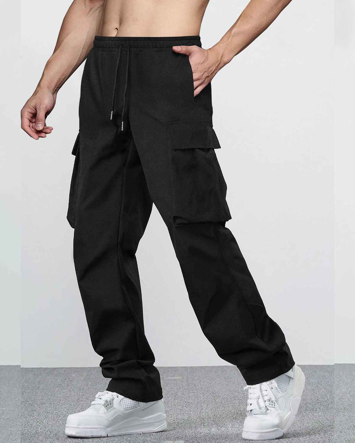 Mens Multi Pockets Baggy fit Solid Cargo Jogger 5 Colors