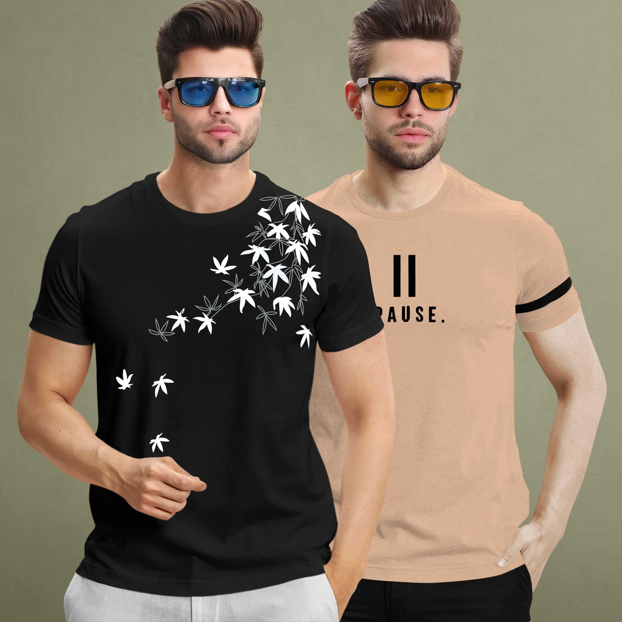 (Pack Of 2) Half Sleeve Printed Tshirts- 20 Variants