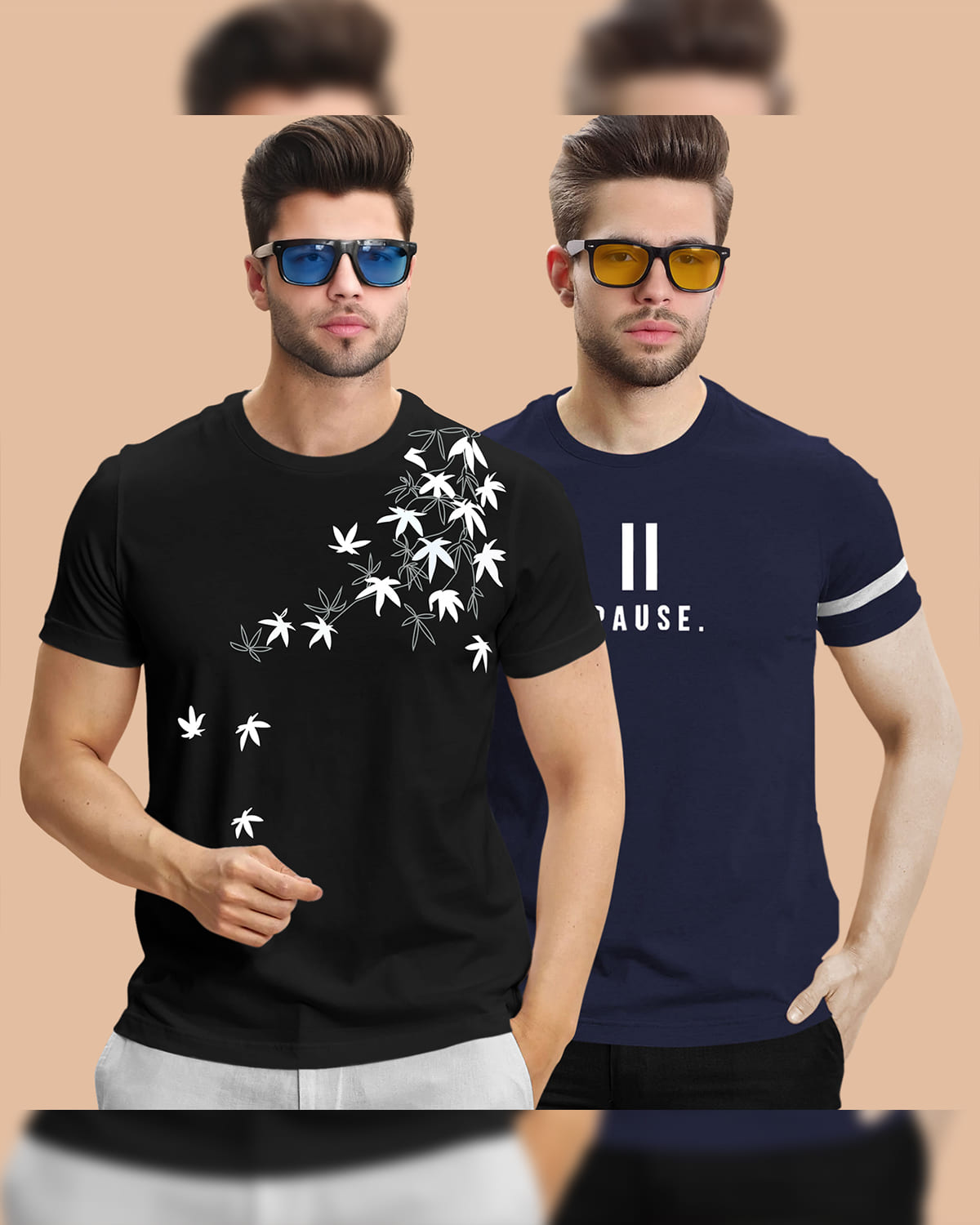 (Pack Of 2) Half Sleeve Printed Tshirts - 18 Variants