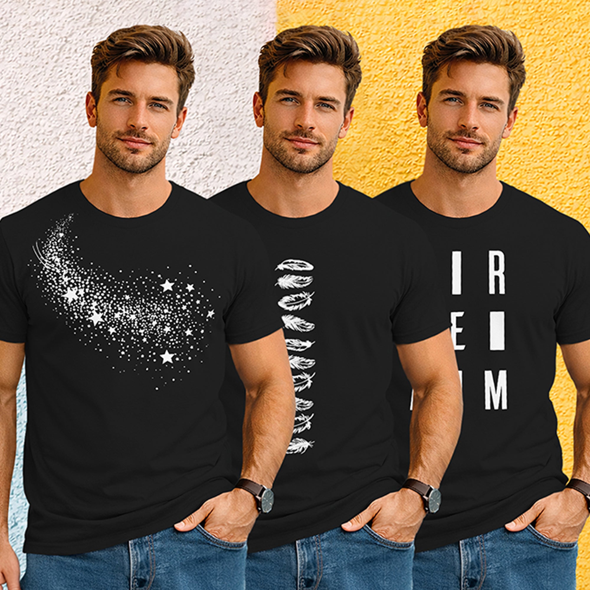 (Pack Of 3) Mens Half Sleeve Typography Printed T-shirts