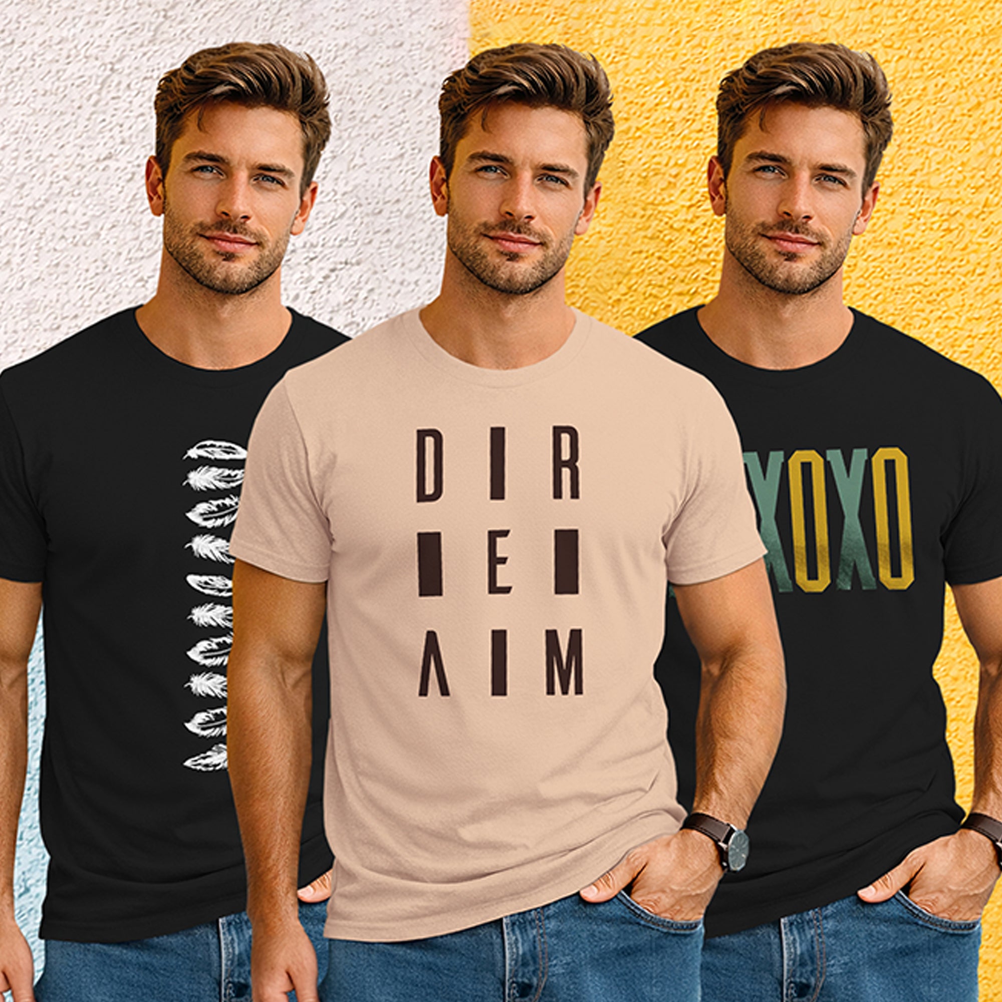 (Pack Of 3) Mens Half Sleeve Typography Printed T-shirts
