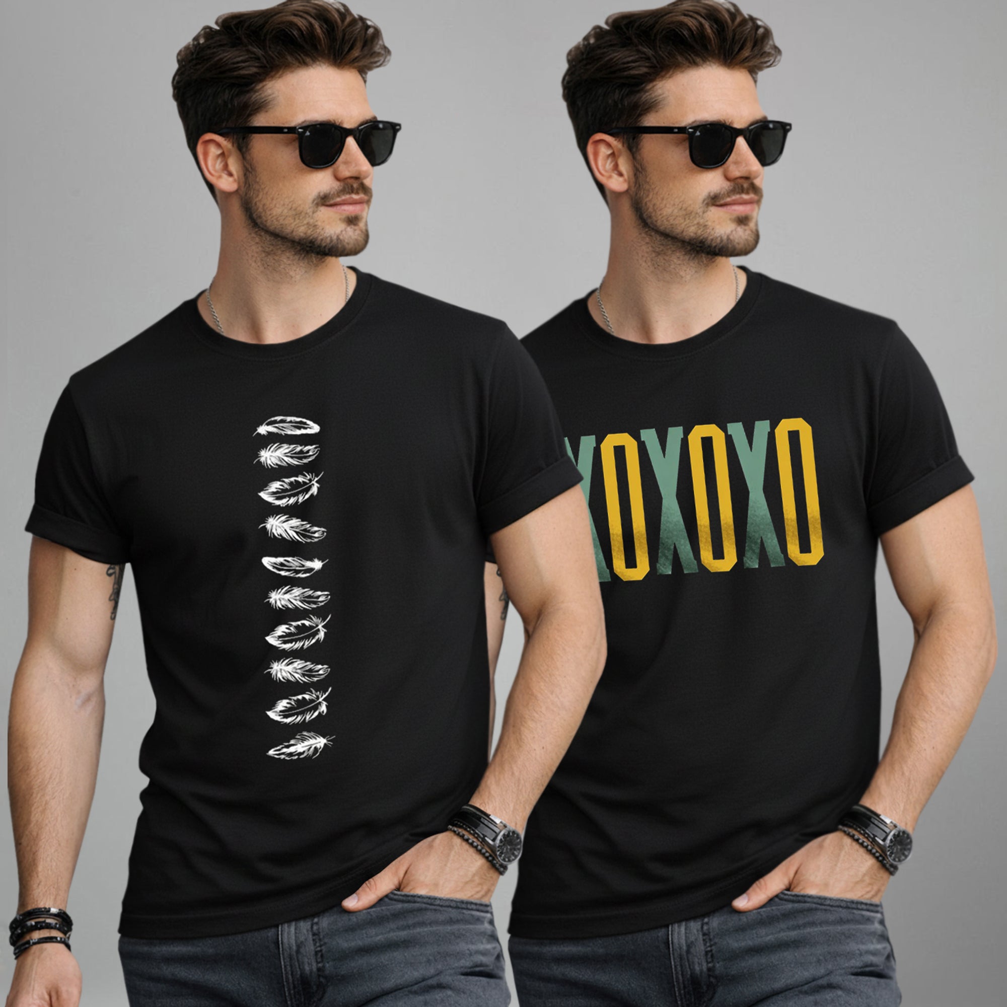 (Pack Of 2) Half Sleeve Typography Printed T-shirts