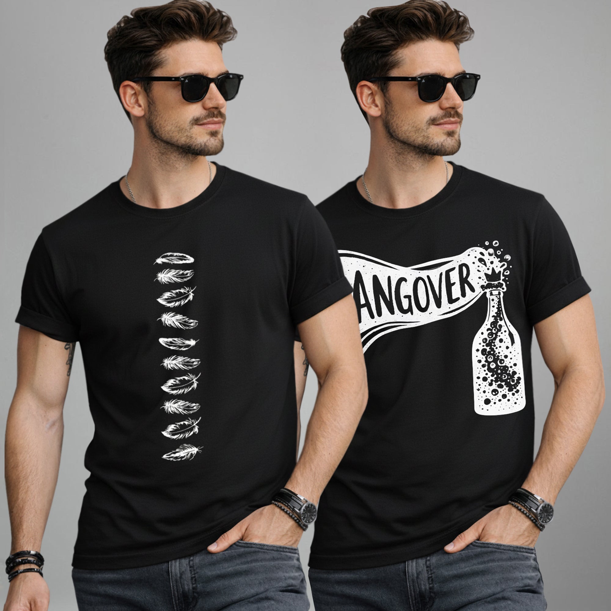 (Pack Of 2) Half Sleeve Typography Printed T-shirts