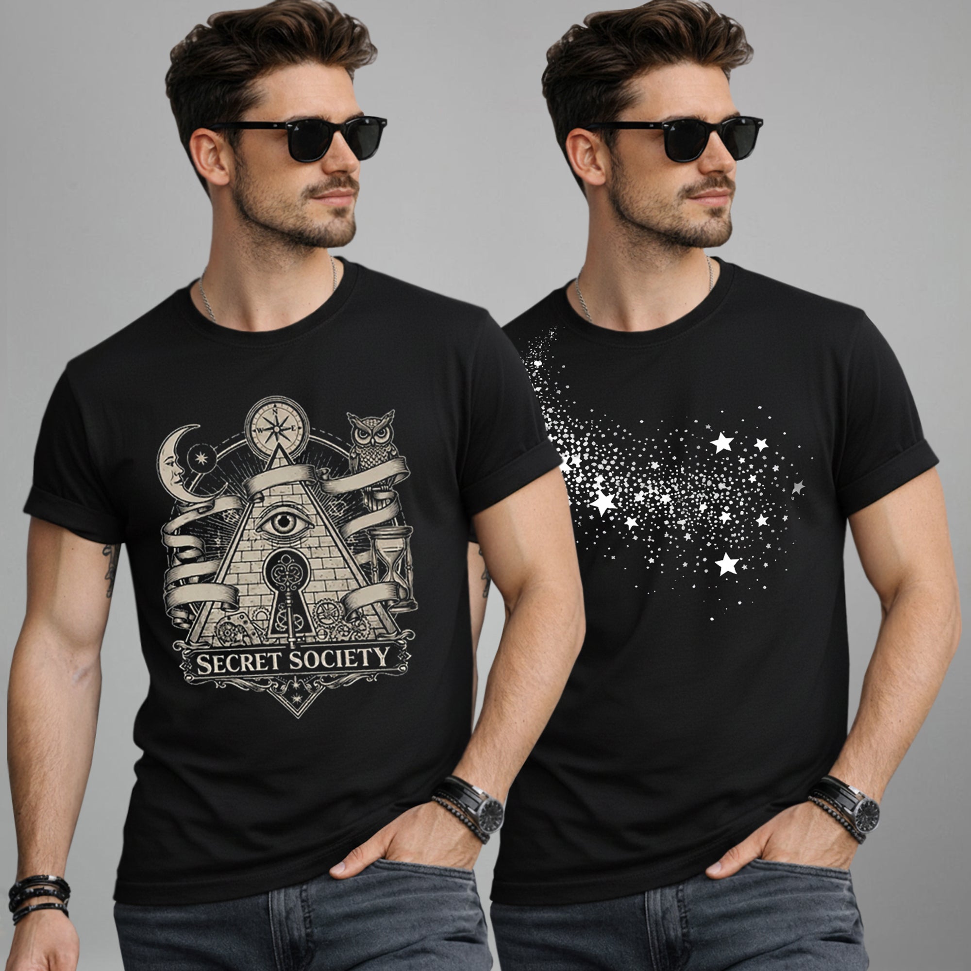 (Pack Of 2) Half Sleeve Typography Printed T-shirts