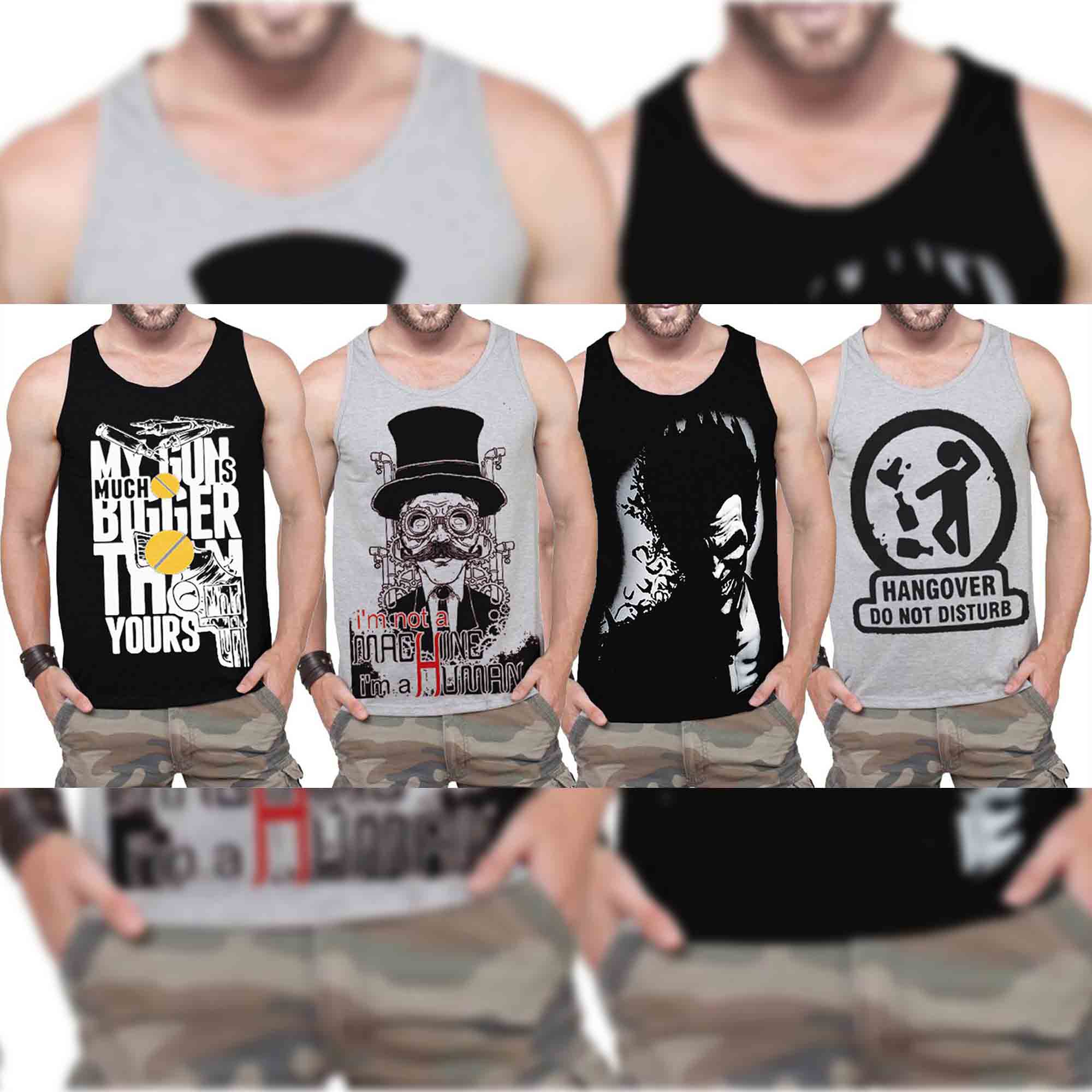 Men Printed Vest (Pack of 4) / Multicolor
