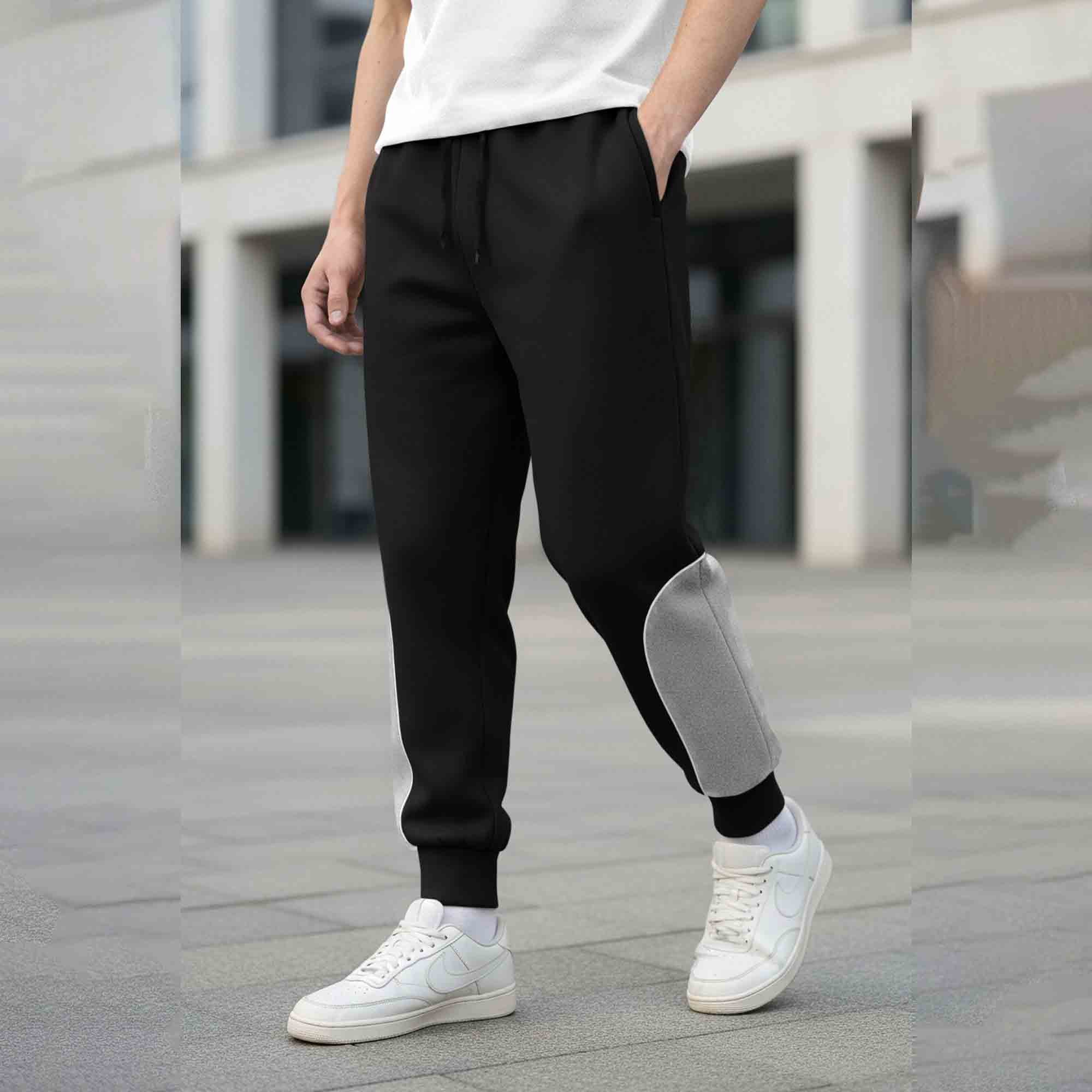 Men Colorblocked Casual Jogger Trackpant Black