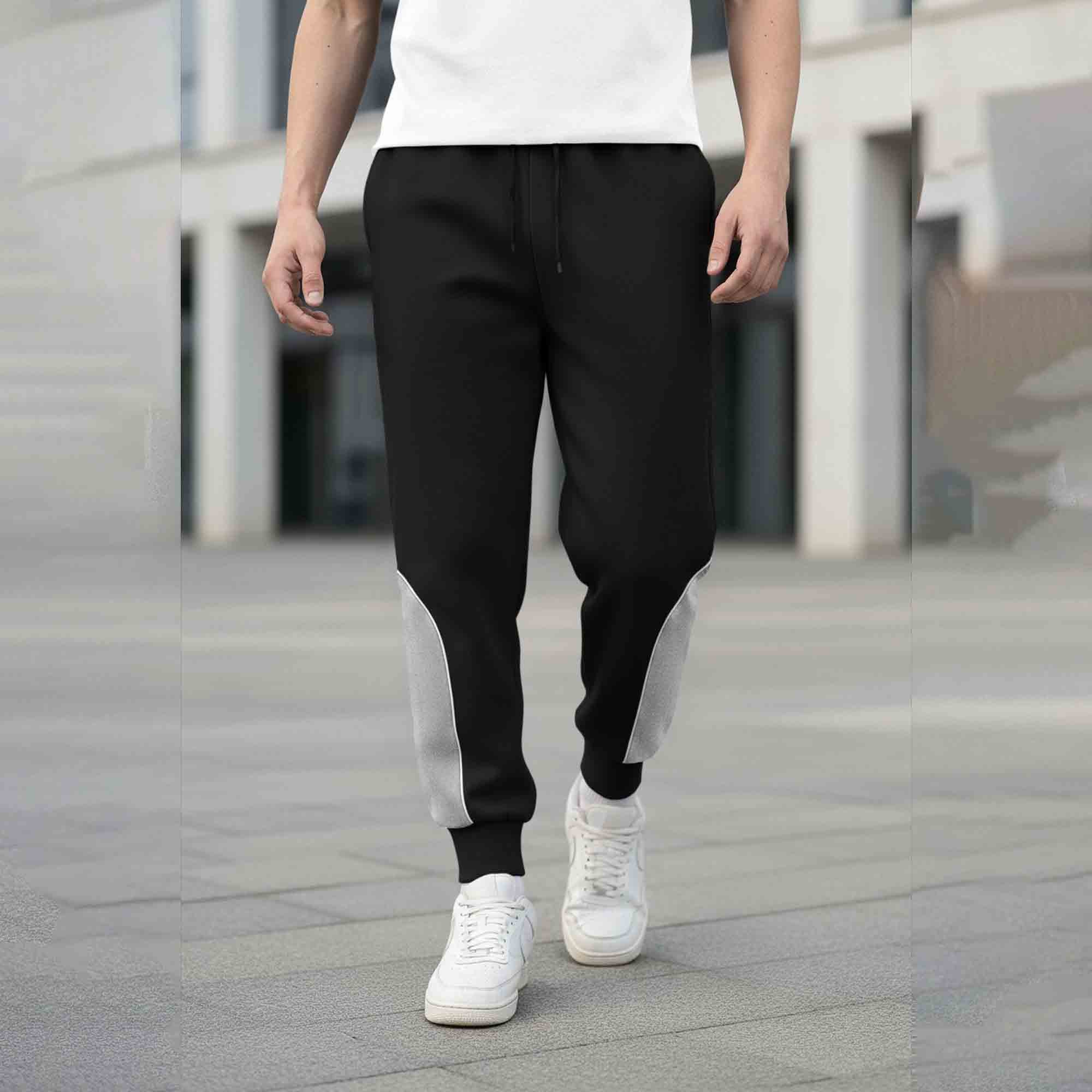 Men Colorblocked Casual Jogger Trackpant Black