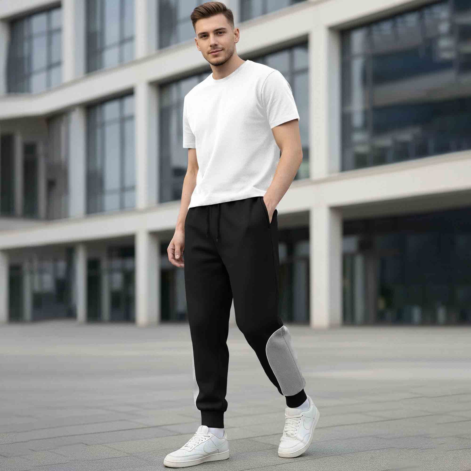 Men Colorblocked Casual Jogger Trackpant Black