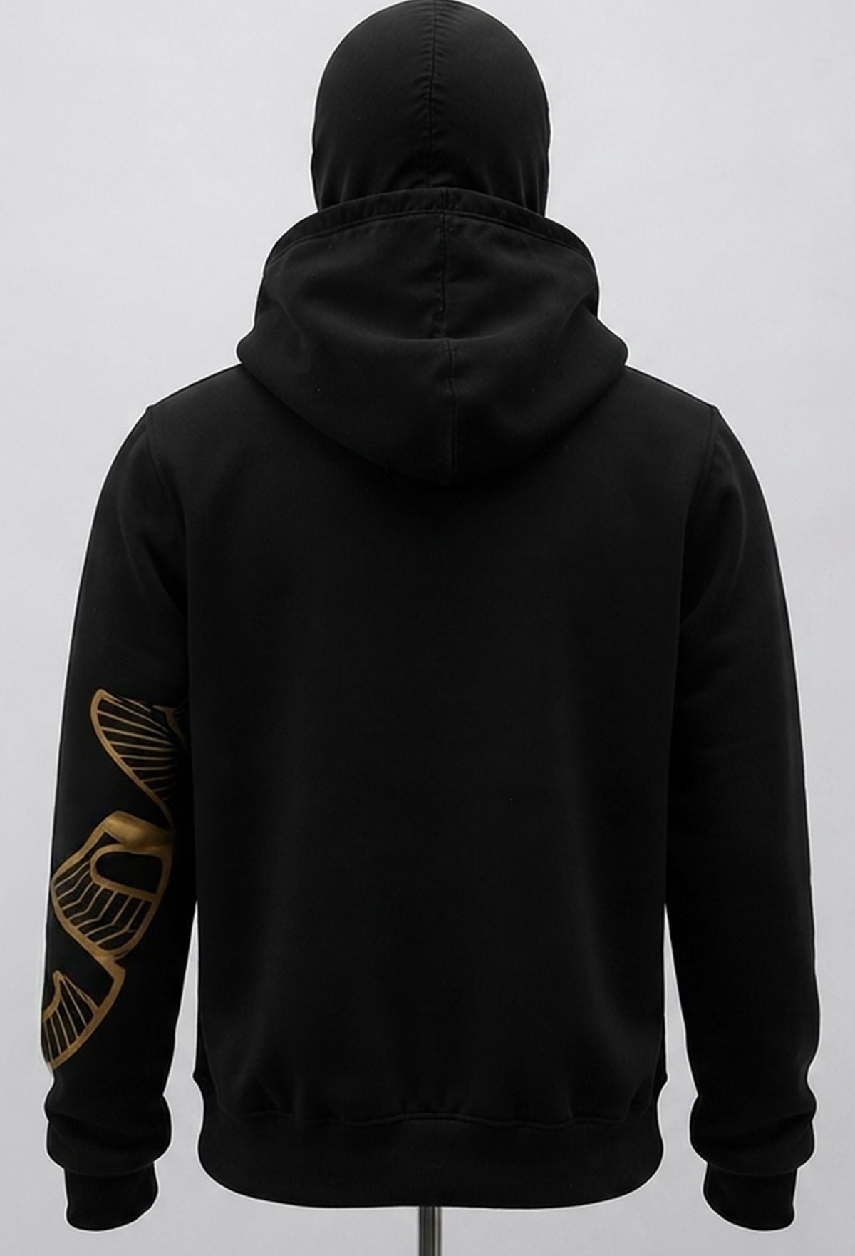Mens Gold Lion Graphic Zip-Up Winter Balaclava Mask Jacket Black