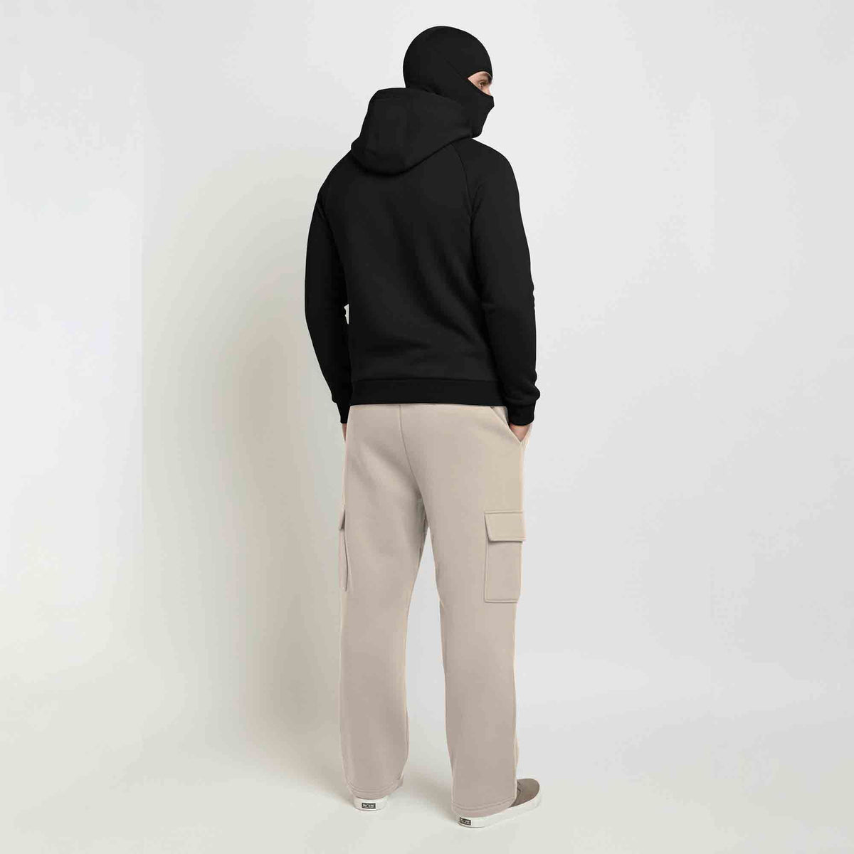 Tracksuit For Winter Mask Black Jacket - Beige Plain Baggy Cargo