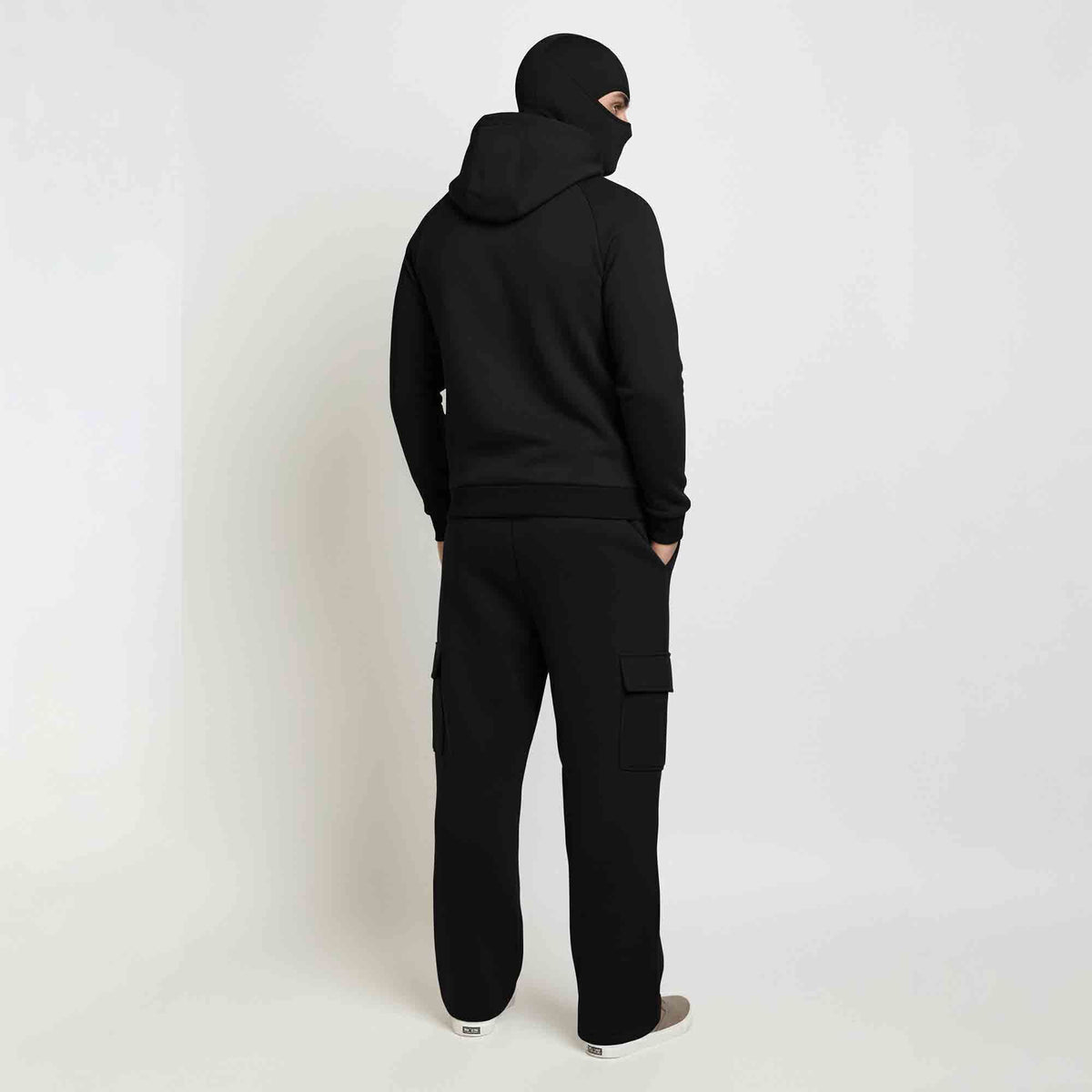 Tracksuit For Winter Mask Black Jacket - Black Plain Baggy Cargo