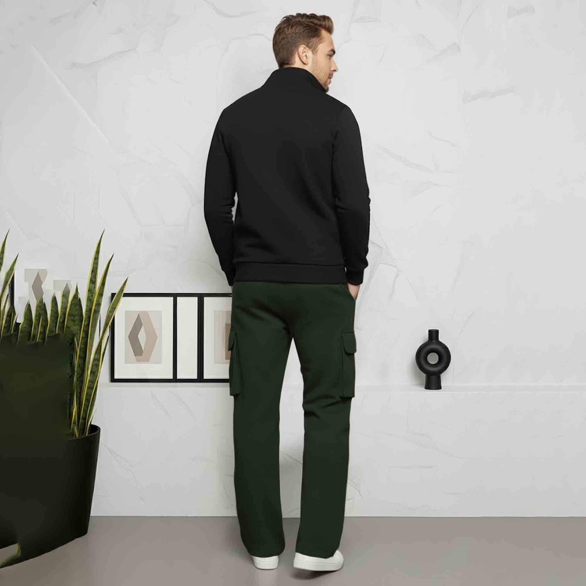 Winter High Neck Sweatshirt & Plain Baggy Tracksuit