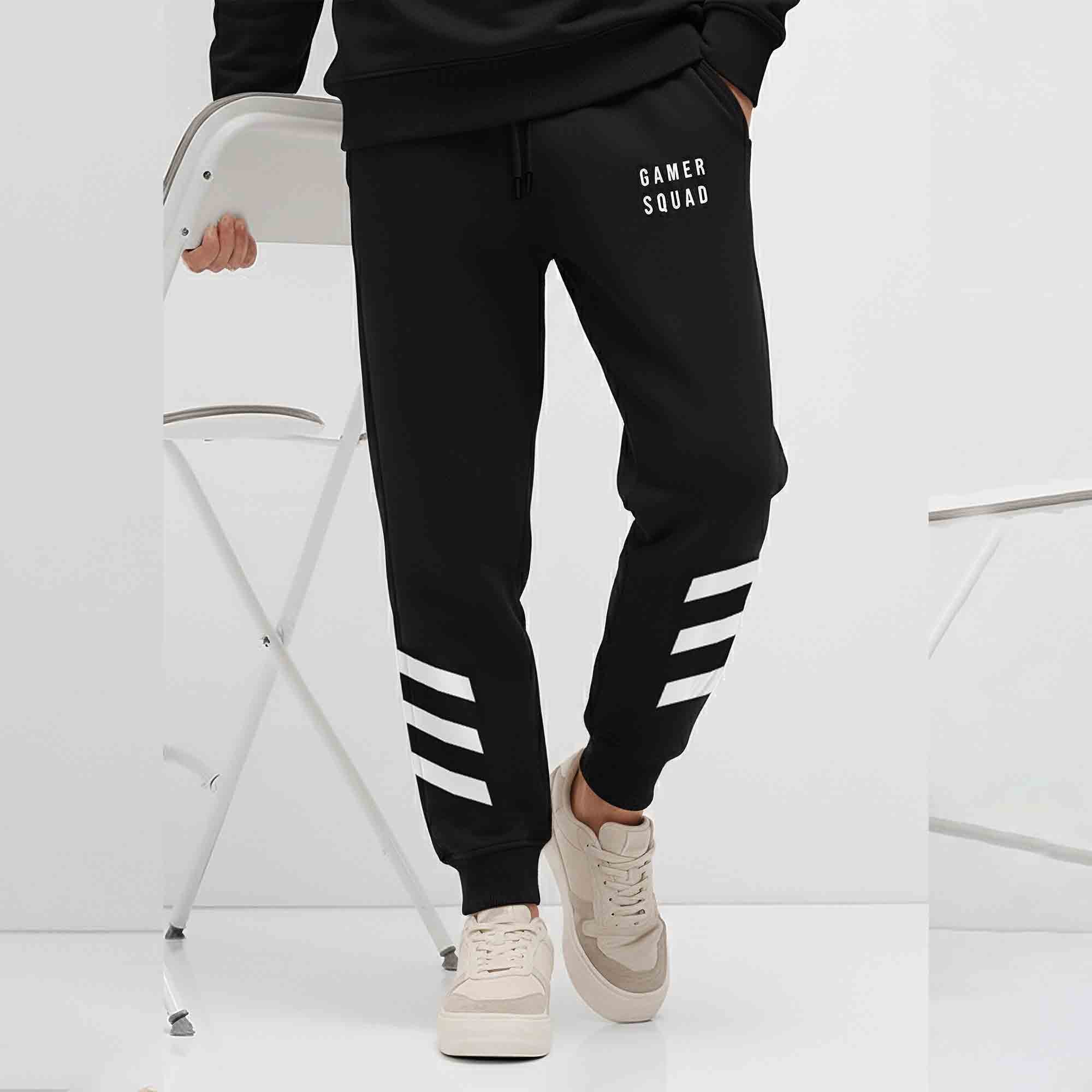 Men Printd Trackpant Black