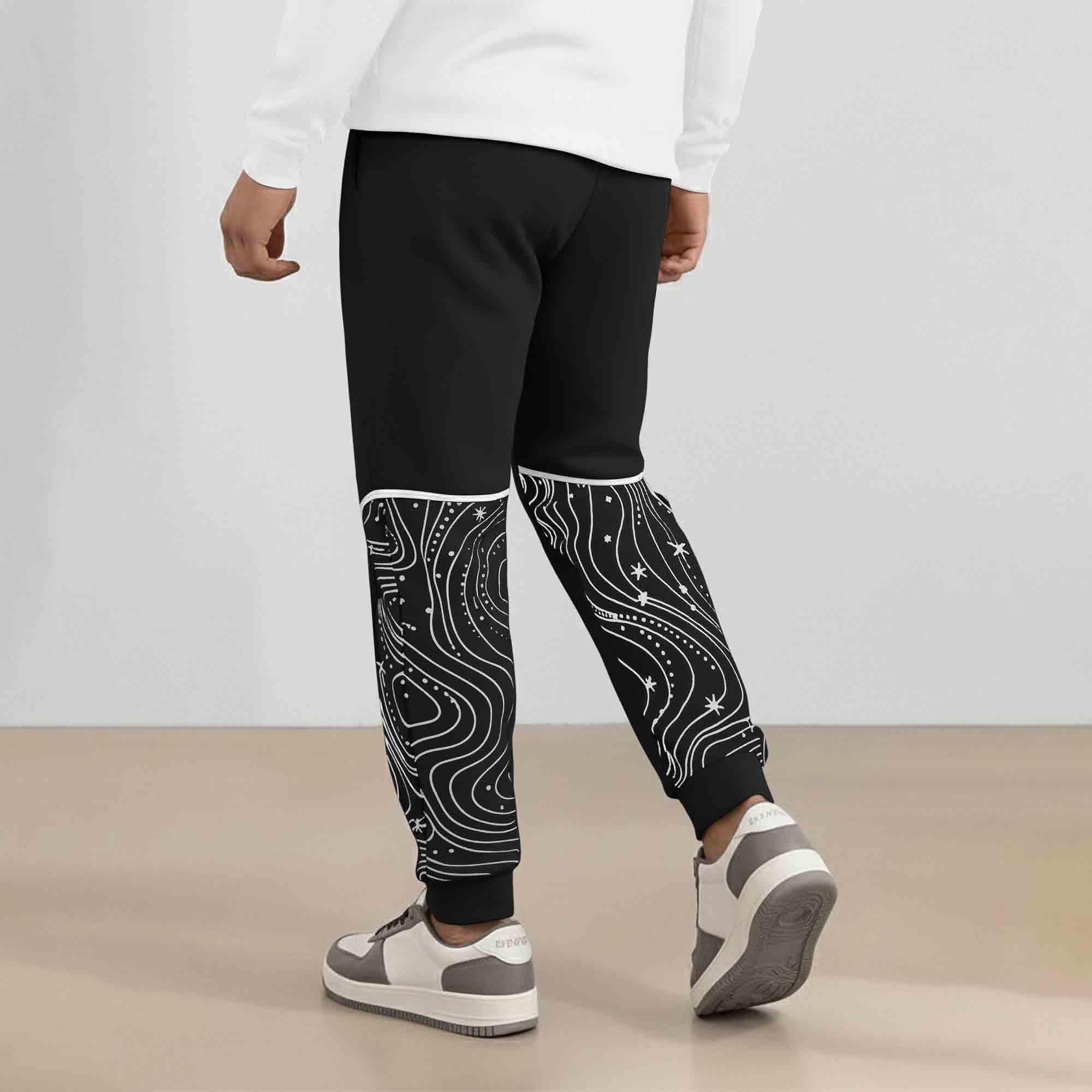 Mens Designeing Jogger with Side Print Panel TrackPant Black