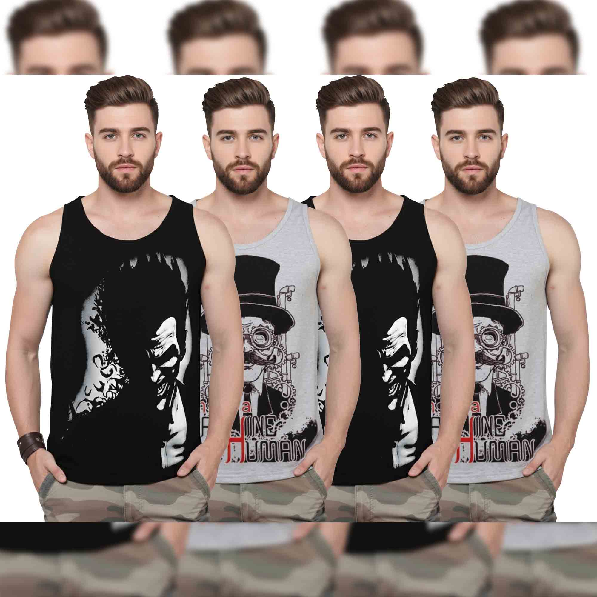 Men Printed Vest (Pack of 4) / Multicolor