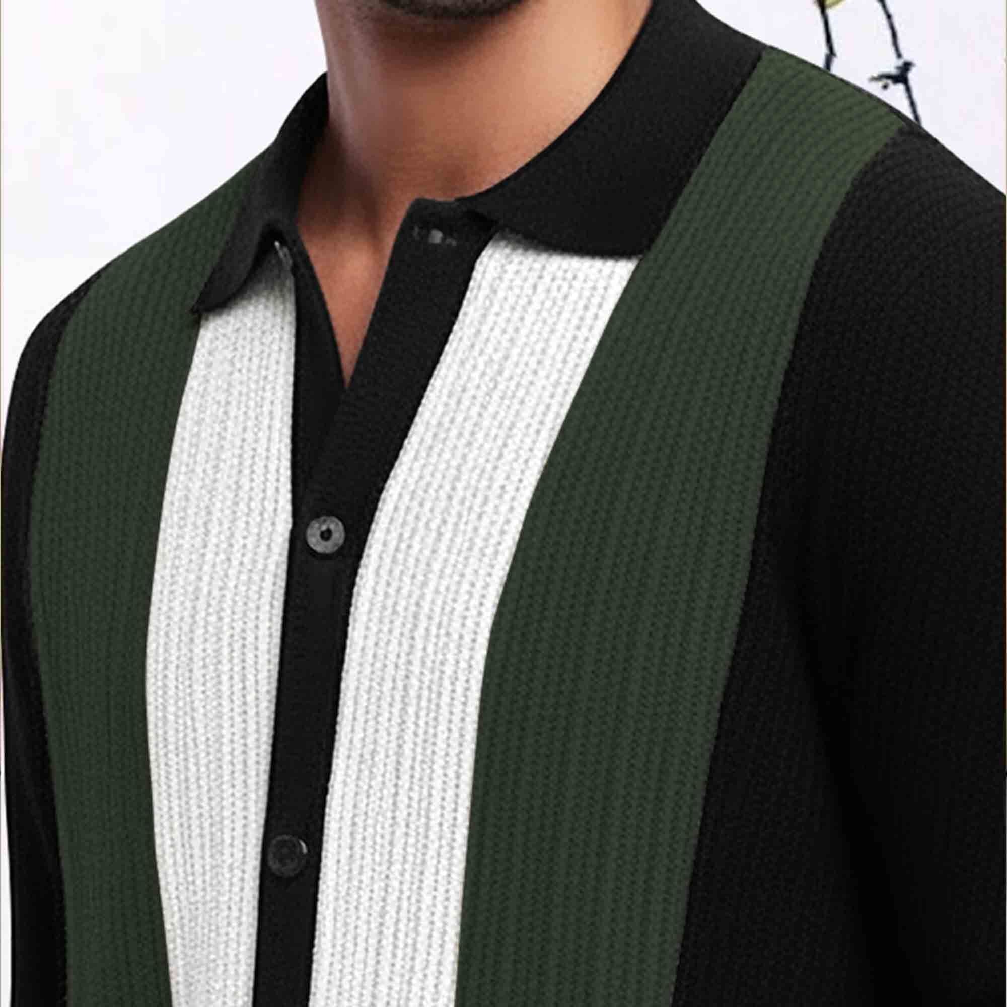 Multi Color Contrast Collar Shirt Olivegreen