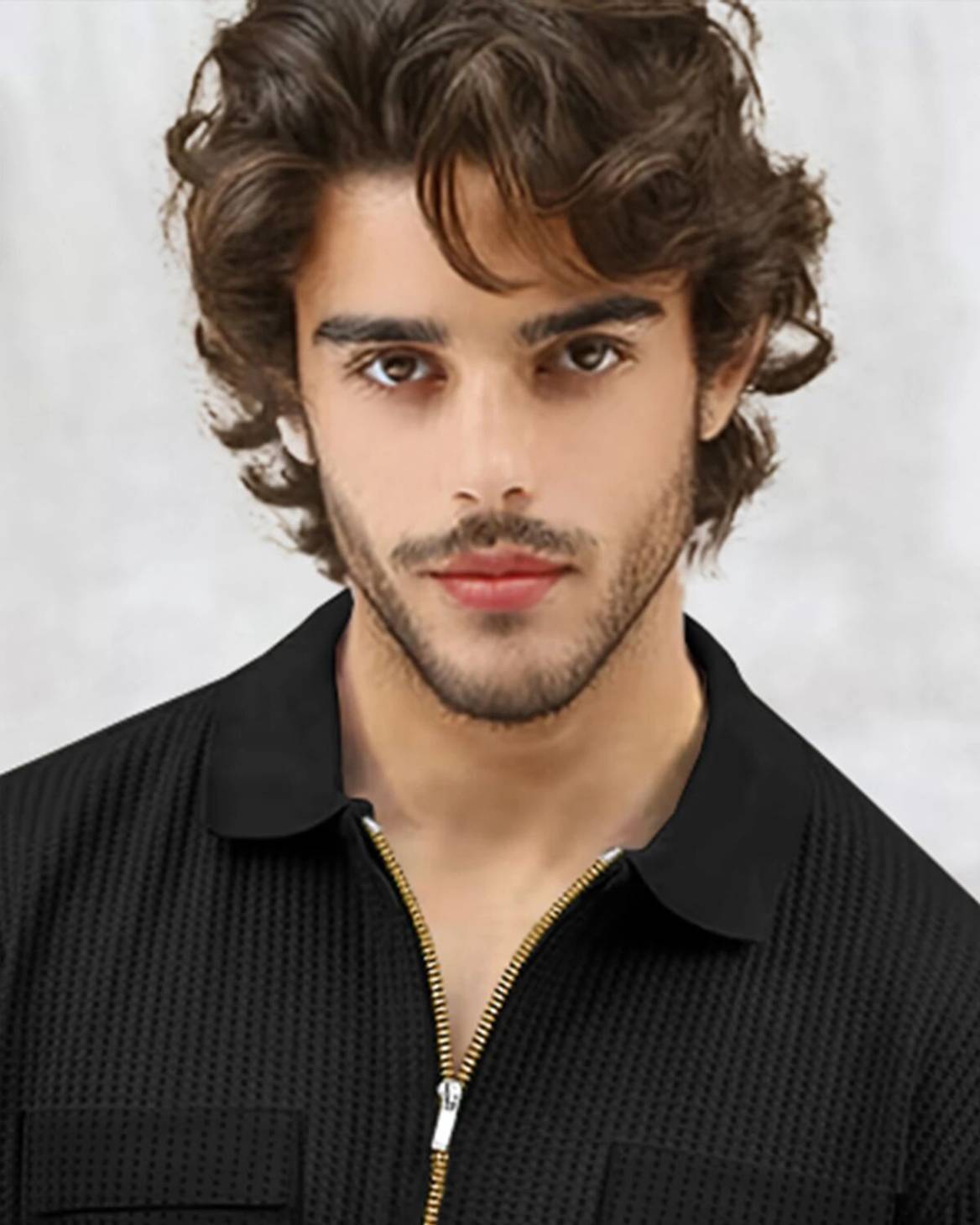 Men Black Half Sleeve Double Pocket Waffle T-shirt