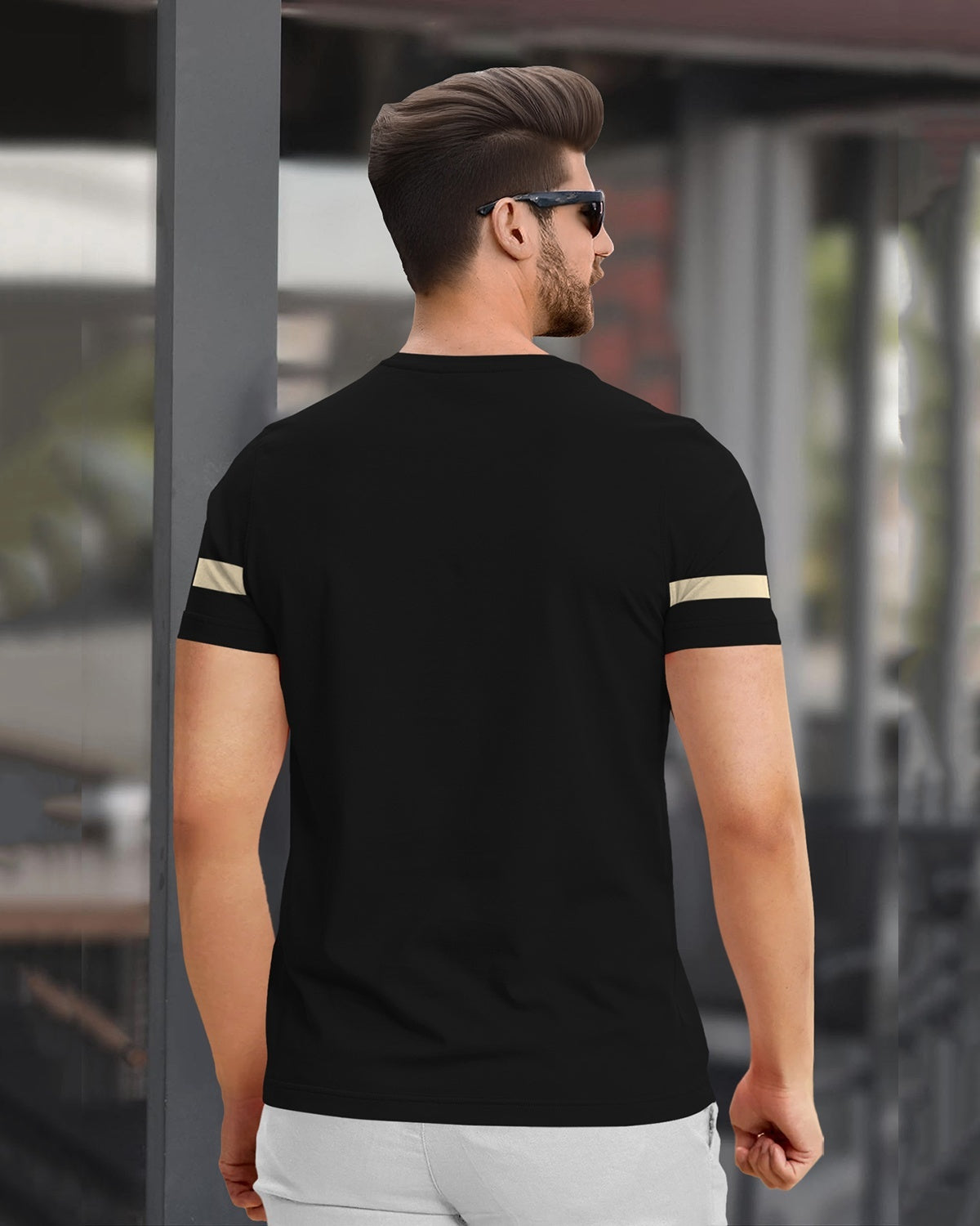 Men Printed Half Sleeve Round Neck Cotton Blend Black T-Shirt